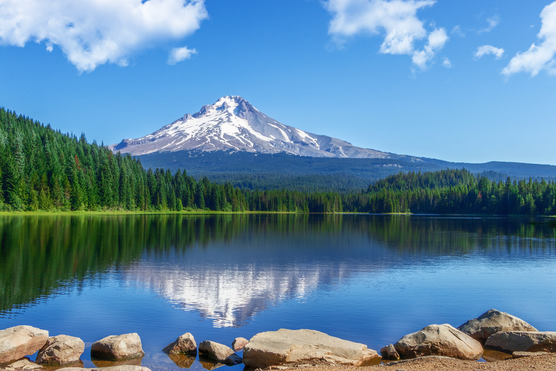 Reflection of Mt Hood in Trillium Lake Oregon