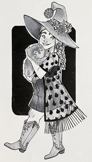 Genesis Bradbury, an earth witch, and her familiar Opal