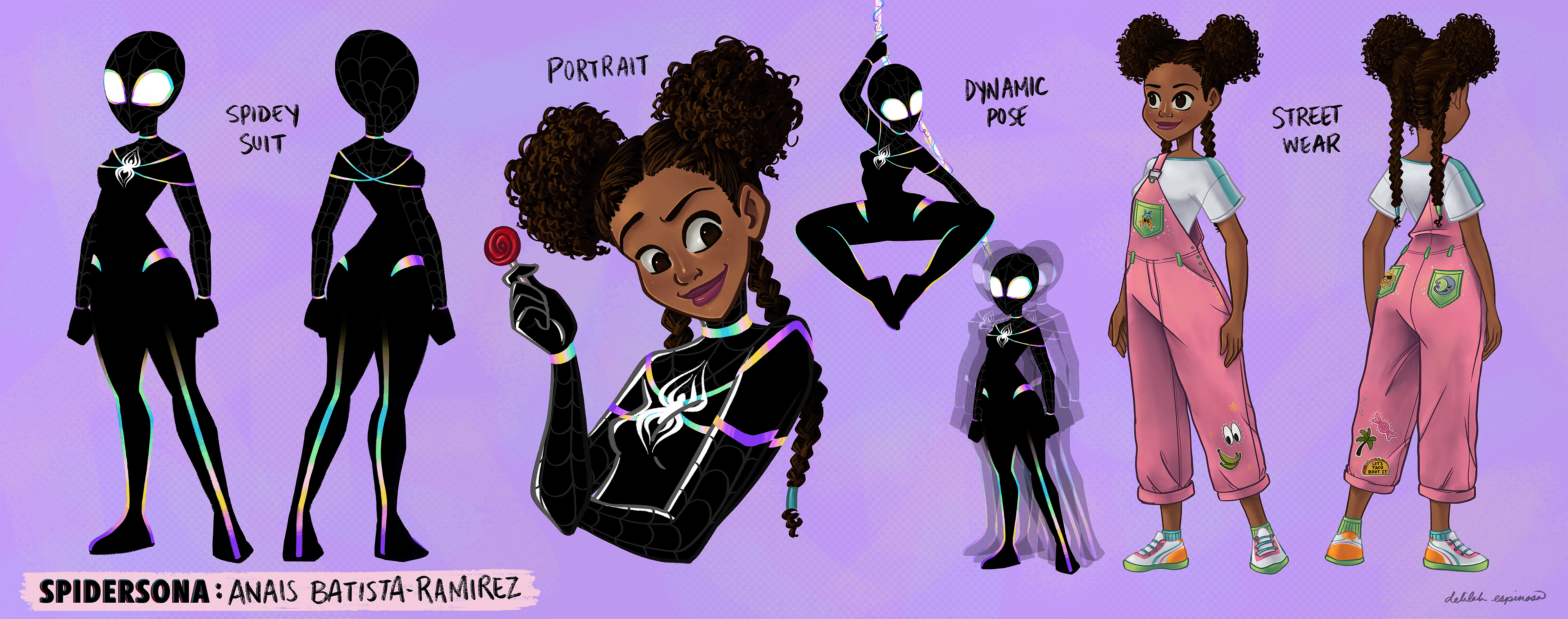 My spidersona design. Her name is Anais Batista-Ramirez