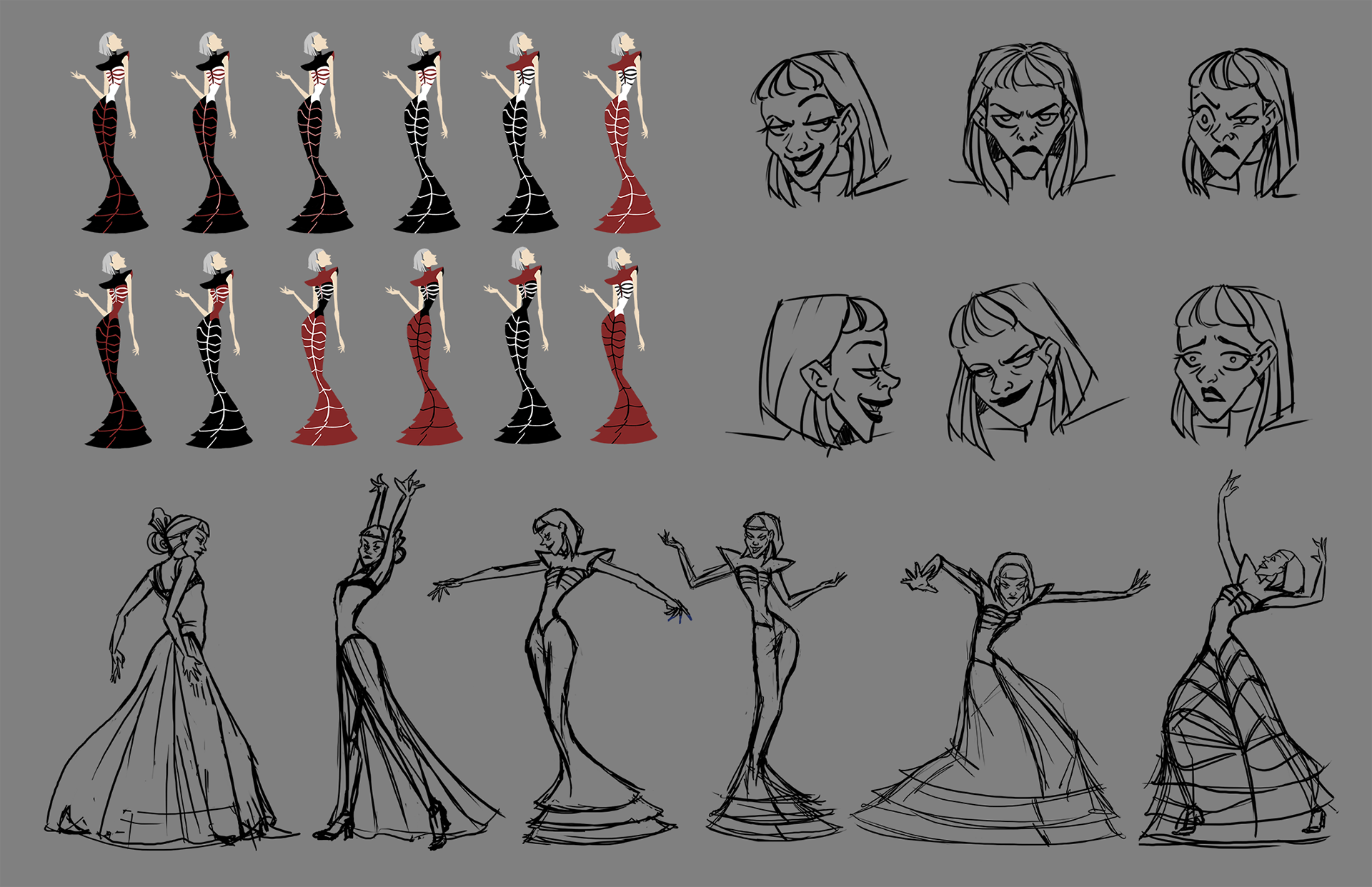 Serilda expressions, poses, and color exploration