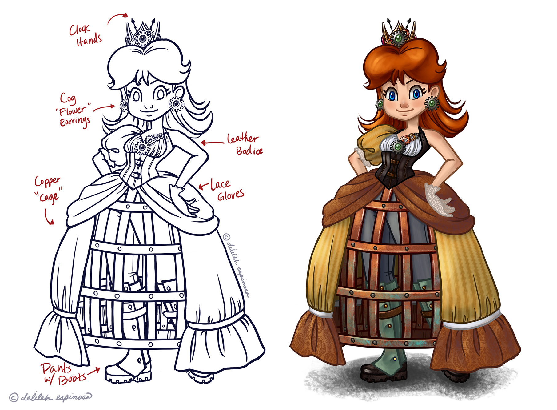 Steampunk design for Princess Daisy from the Mario games