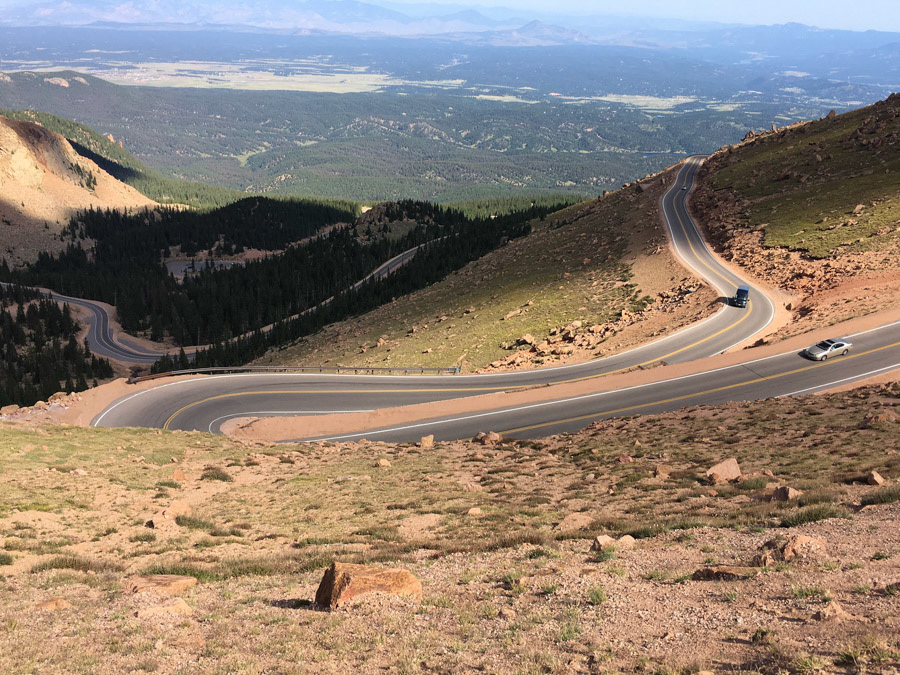 Going up Pikes Peak, USA