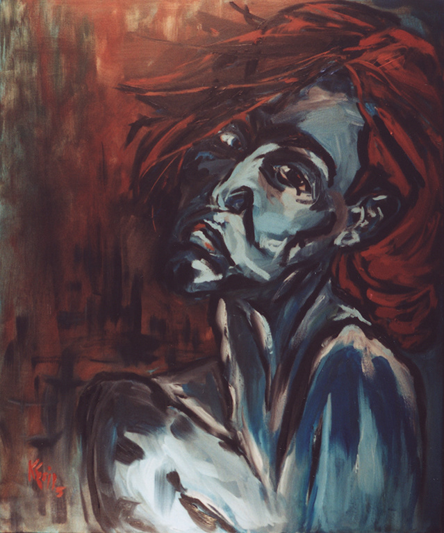 Self-Portrait Blue, oil on canvas, SOLD