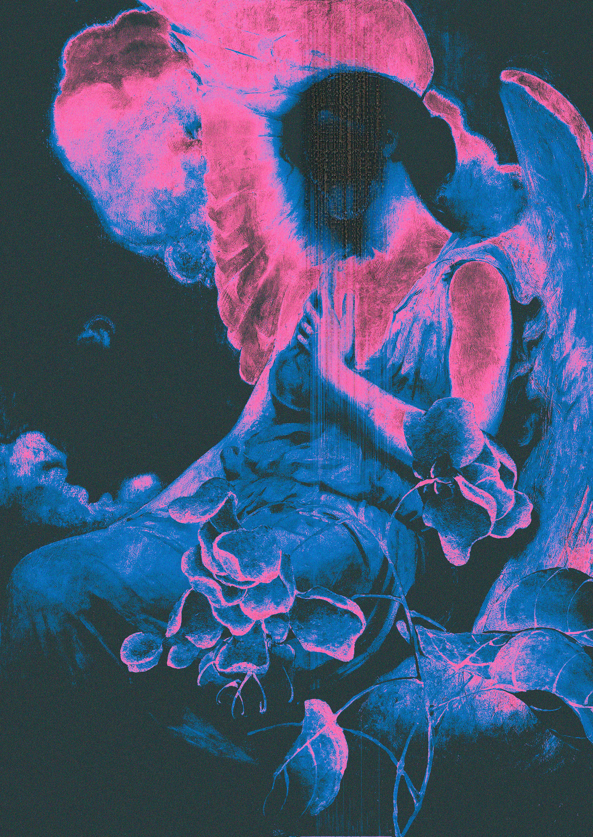 Faceless - Digital Art, created with duotone effects and pixel sorting. Adobe Photoshop CC.
