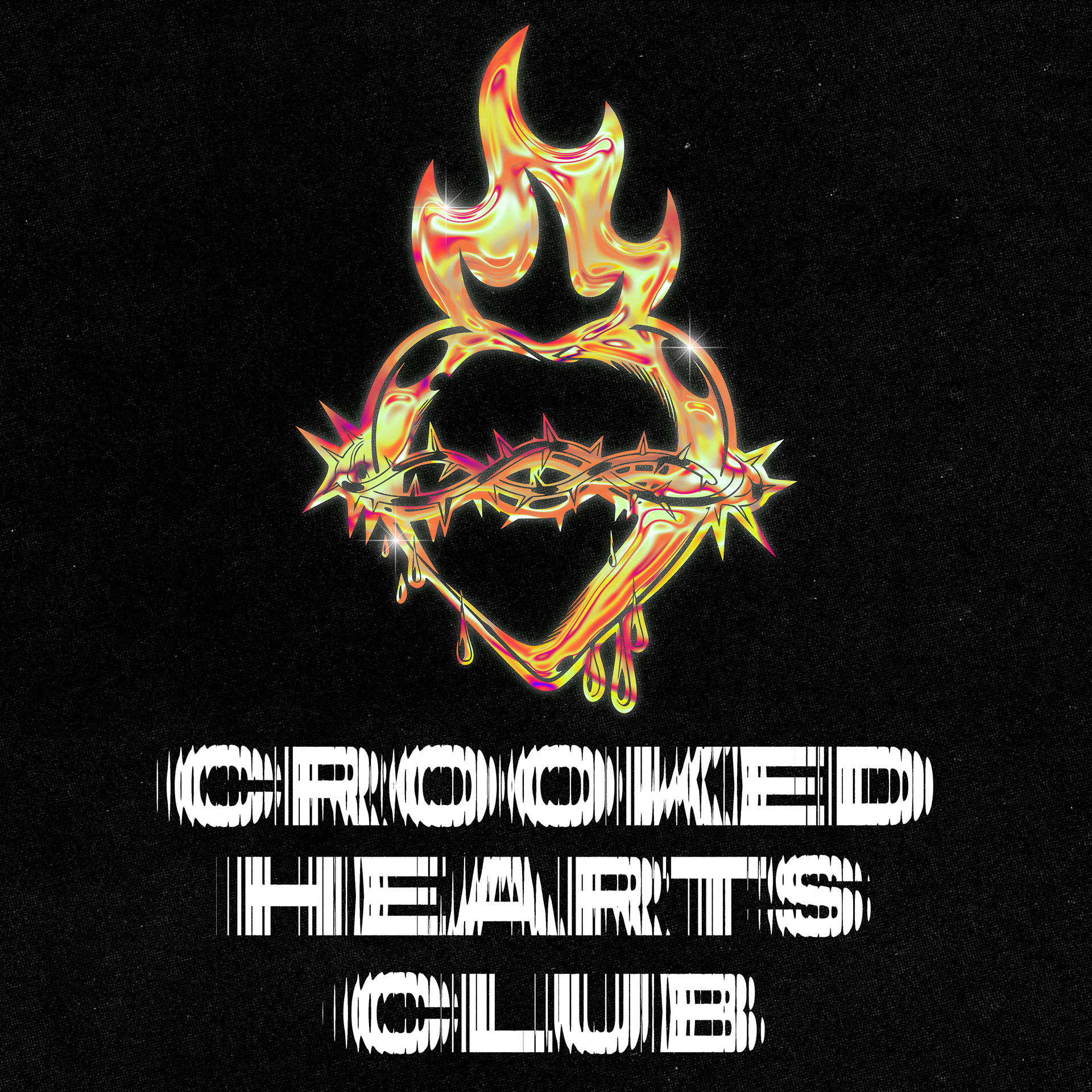 Crooked Hearts - Photo made with chrome effects and mirror effects on typographic elements. Adobe Photoshop CC.