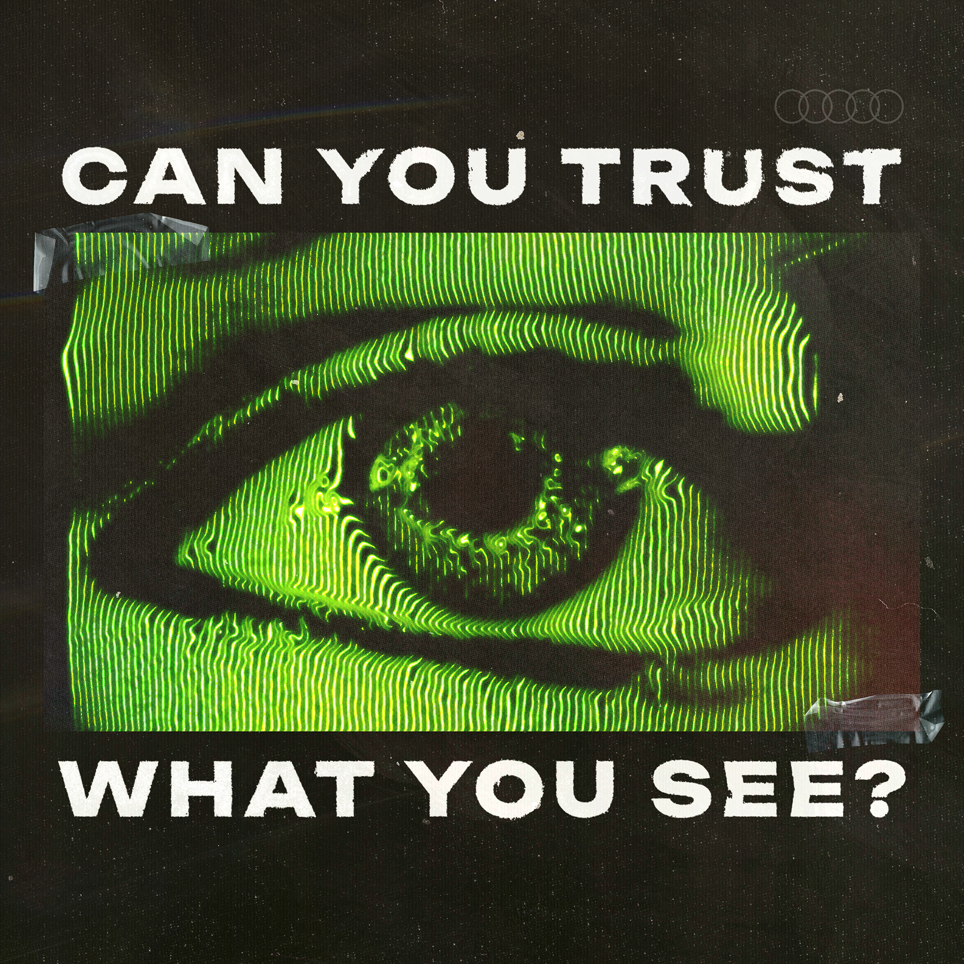 Trust - Digital art re-creating CRT effects with textures and tyopgraphy design, Adobe Photshop CC.