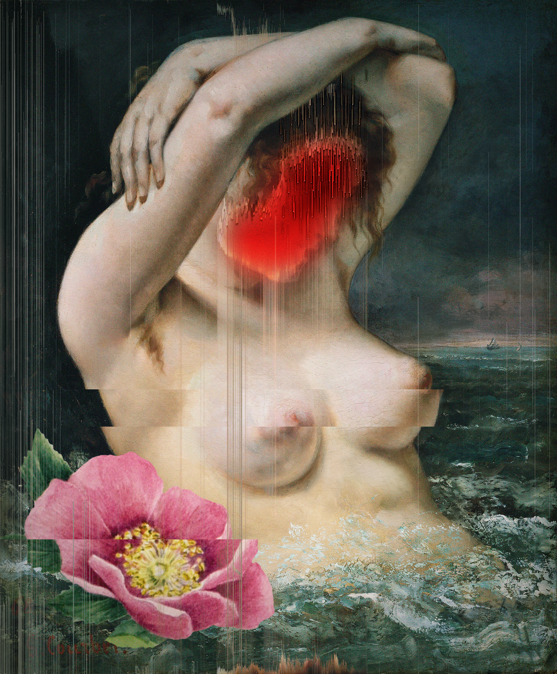 Faceless Woman - Digital art maded using brush tools, pixel sorting, composition with multiple images. Adobe Photoshop CC.
