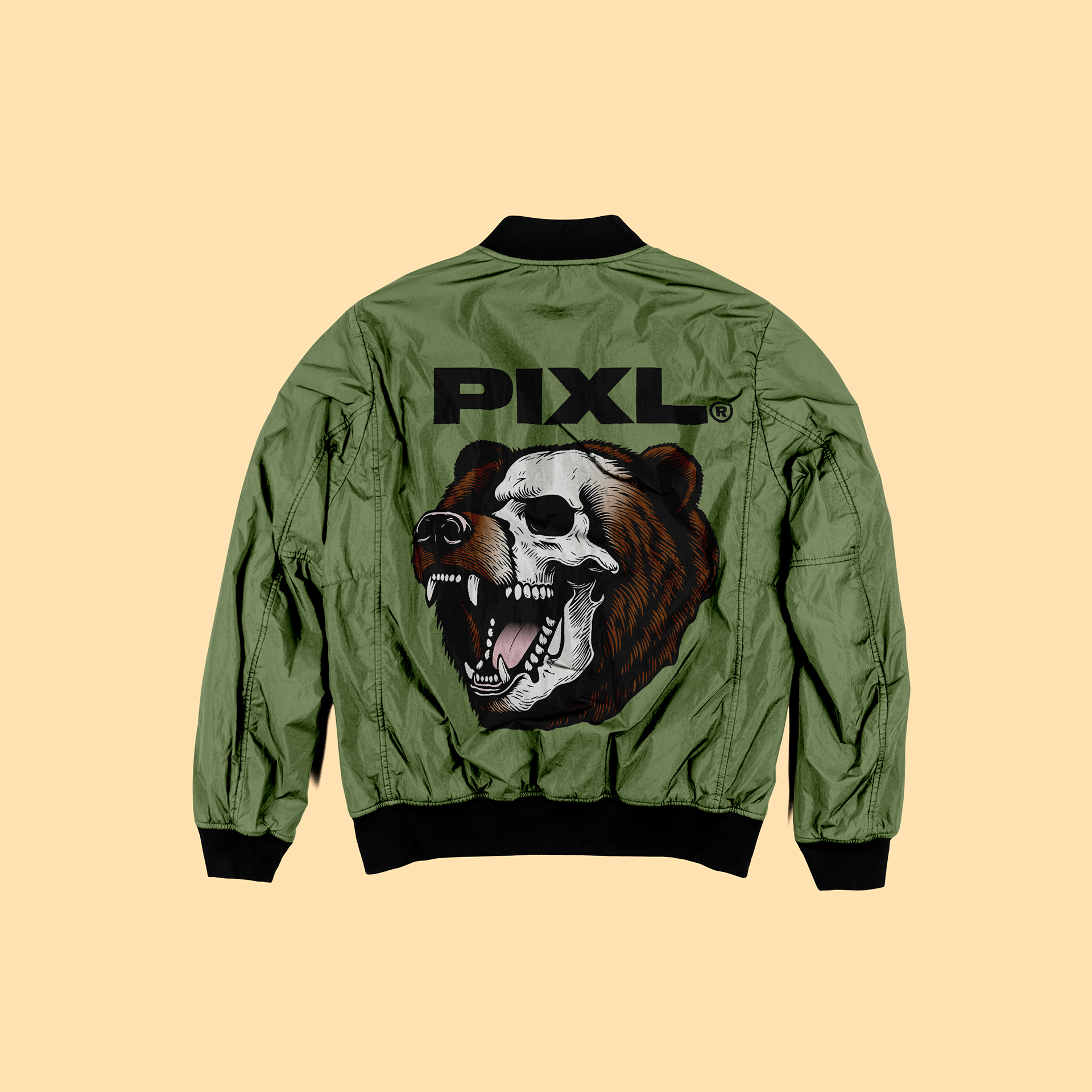 Bomber Jacket Mockup featuring original brand design.