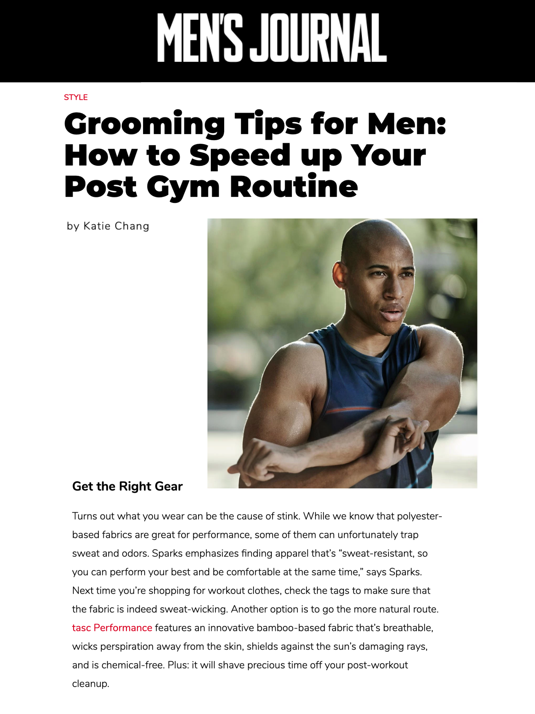 Men's Journal Feature for client tasc Performance