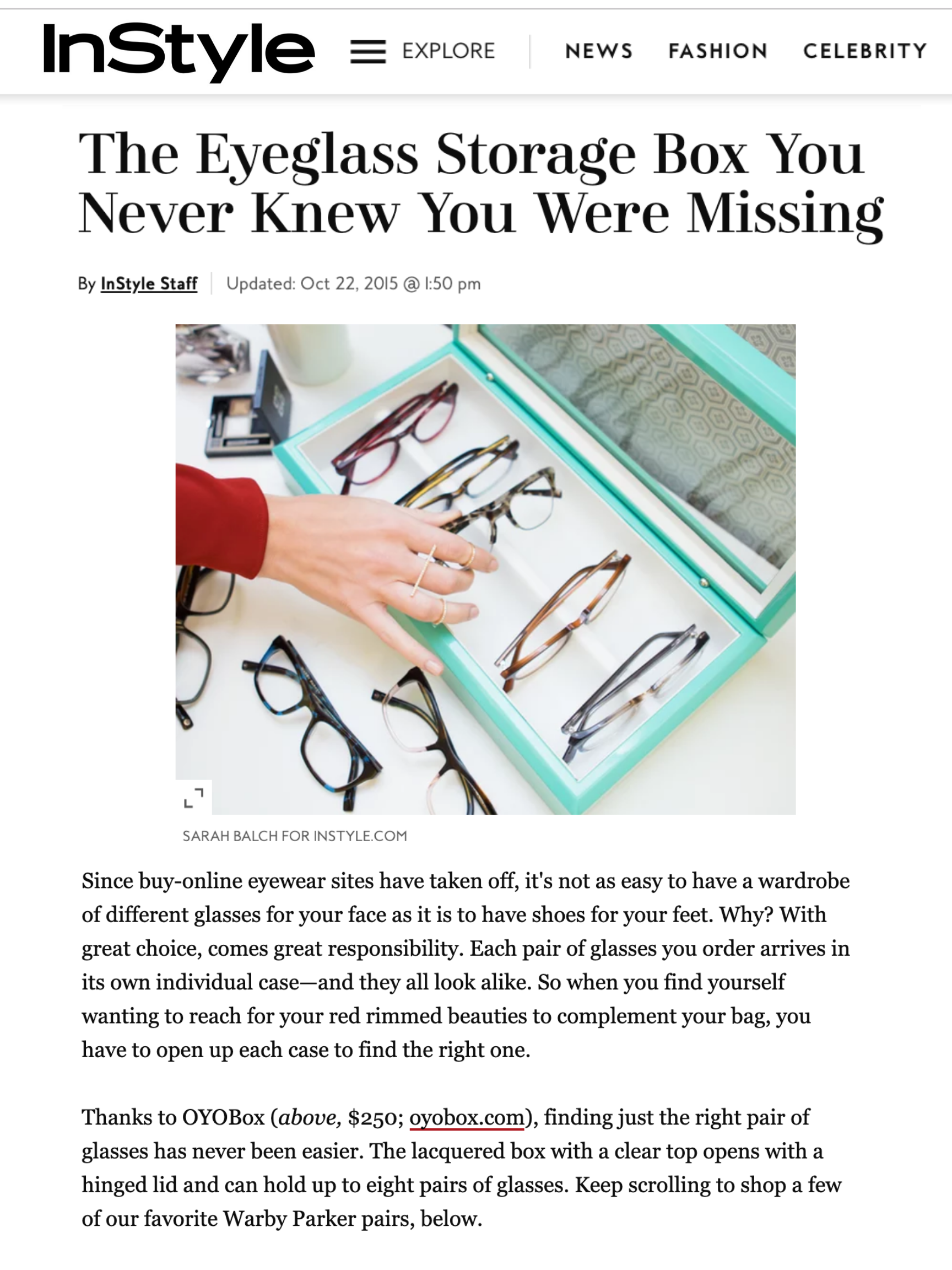 InStyle Feature for client OYOBOX
