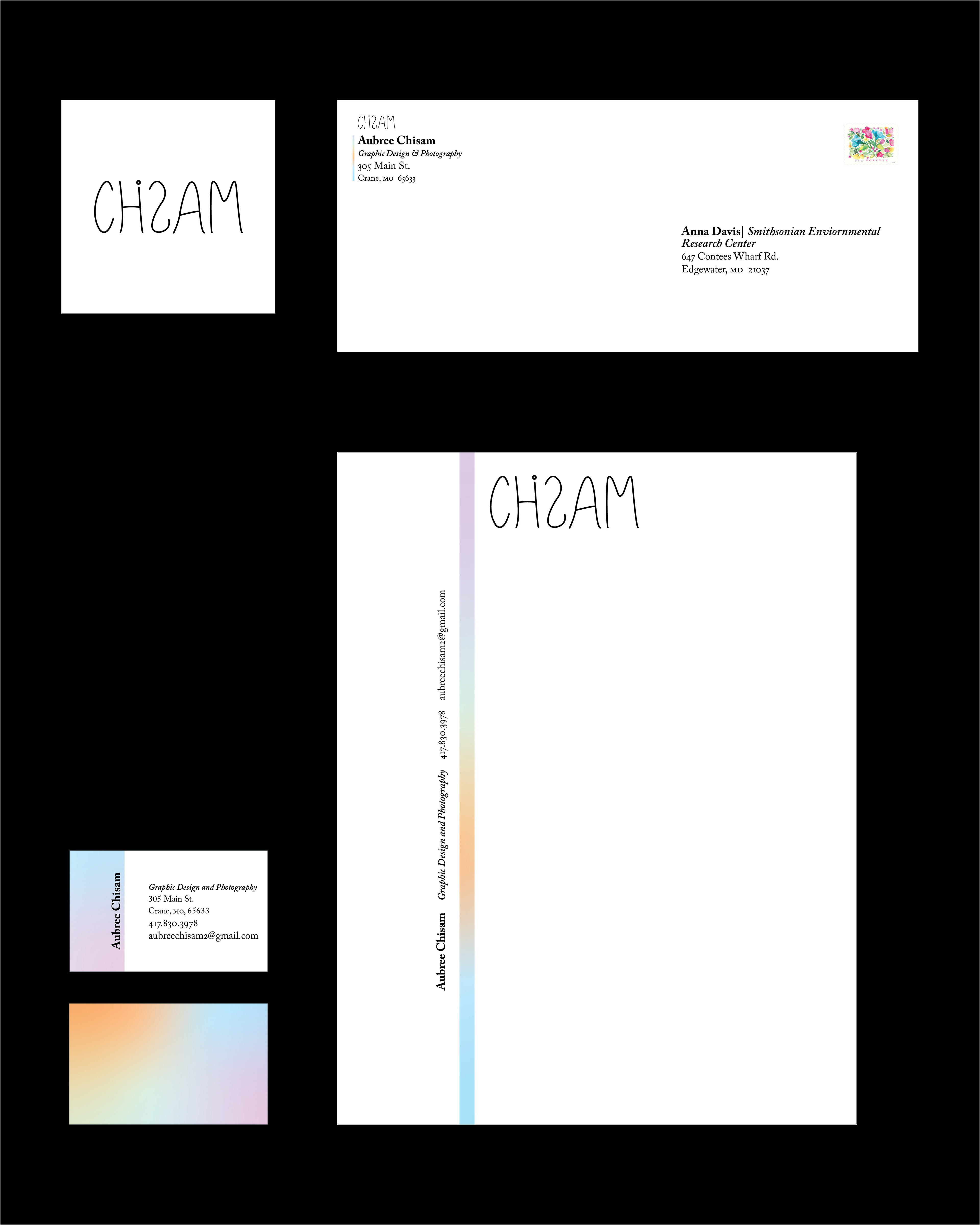 Stationary Set 1: Business card, logo, envelope, and letterhead