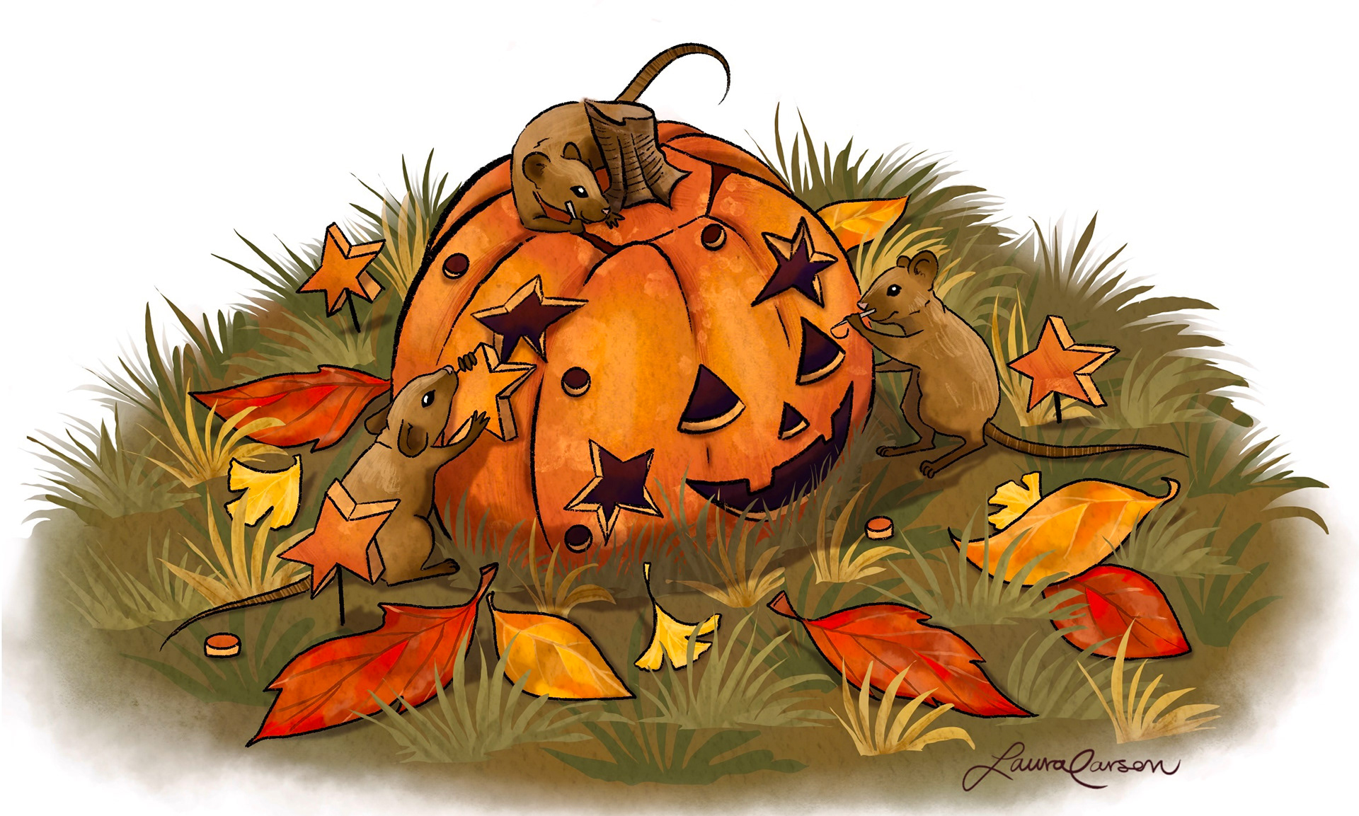 "Carving Pumpkins" - digital