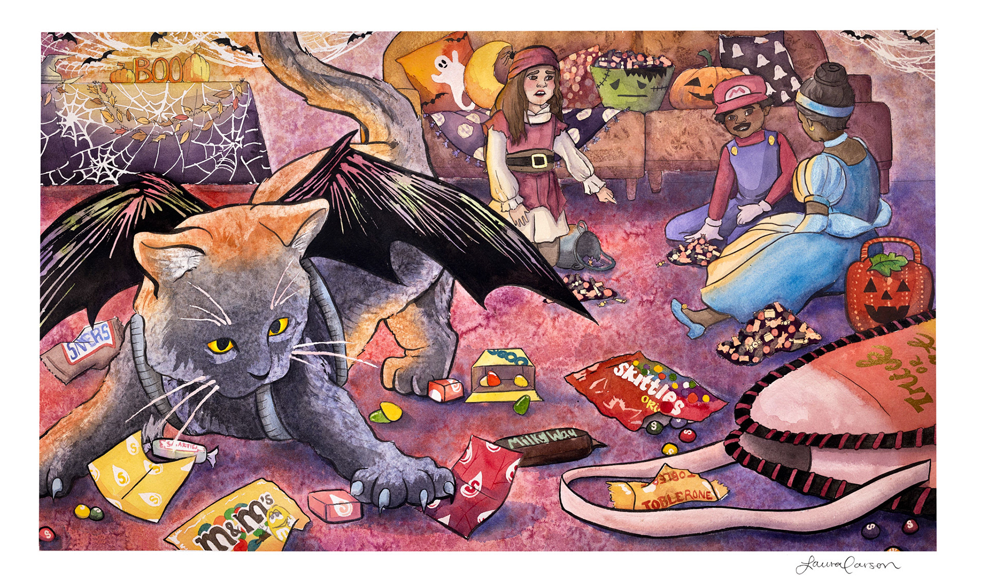 "Sorting Candy" - watercolor
