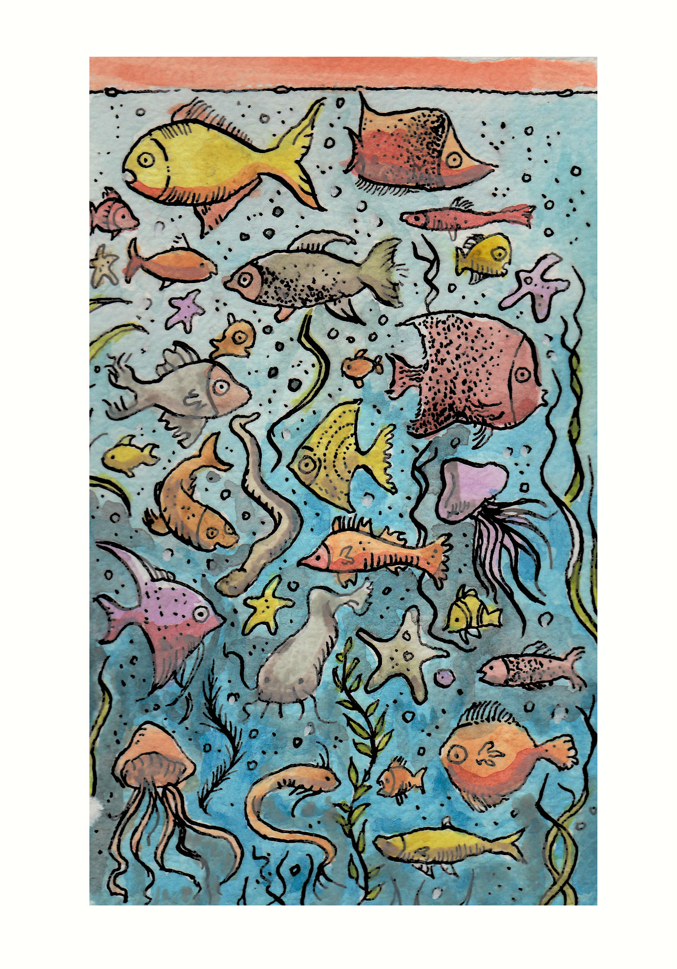 Fish gathering | A5 | € Sold