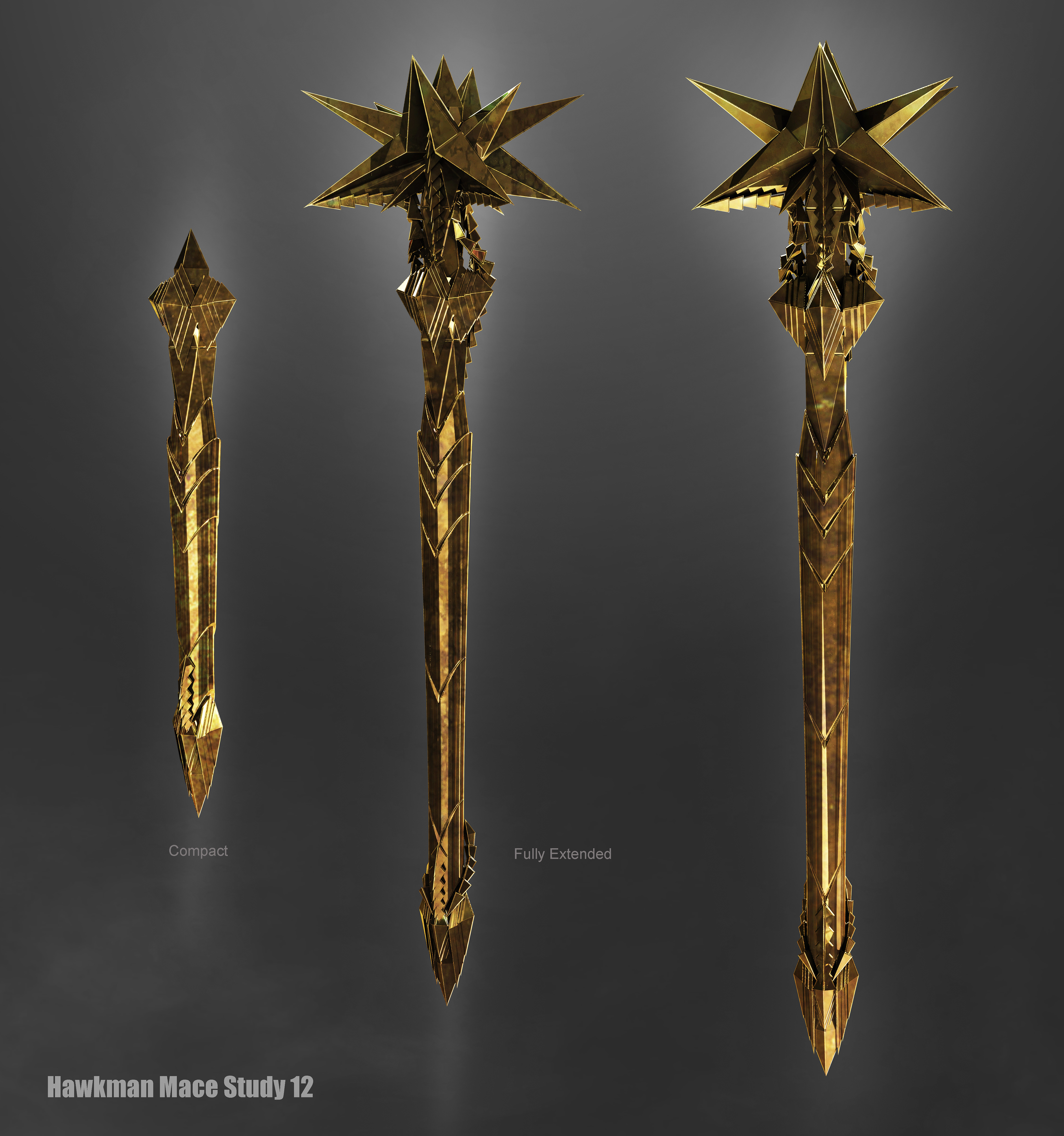 BLACK ADAM : Hawkman's " Origami" Mace Study 