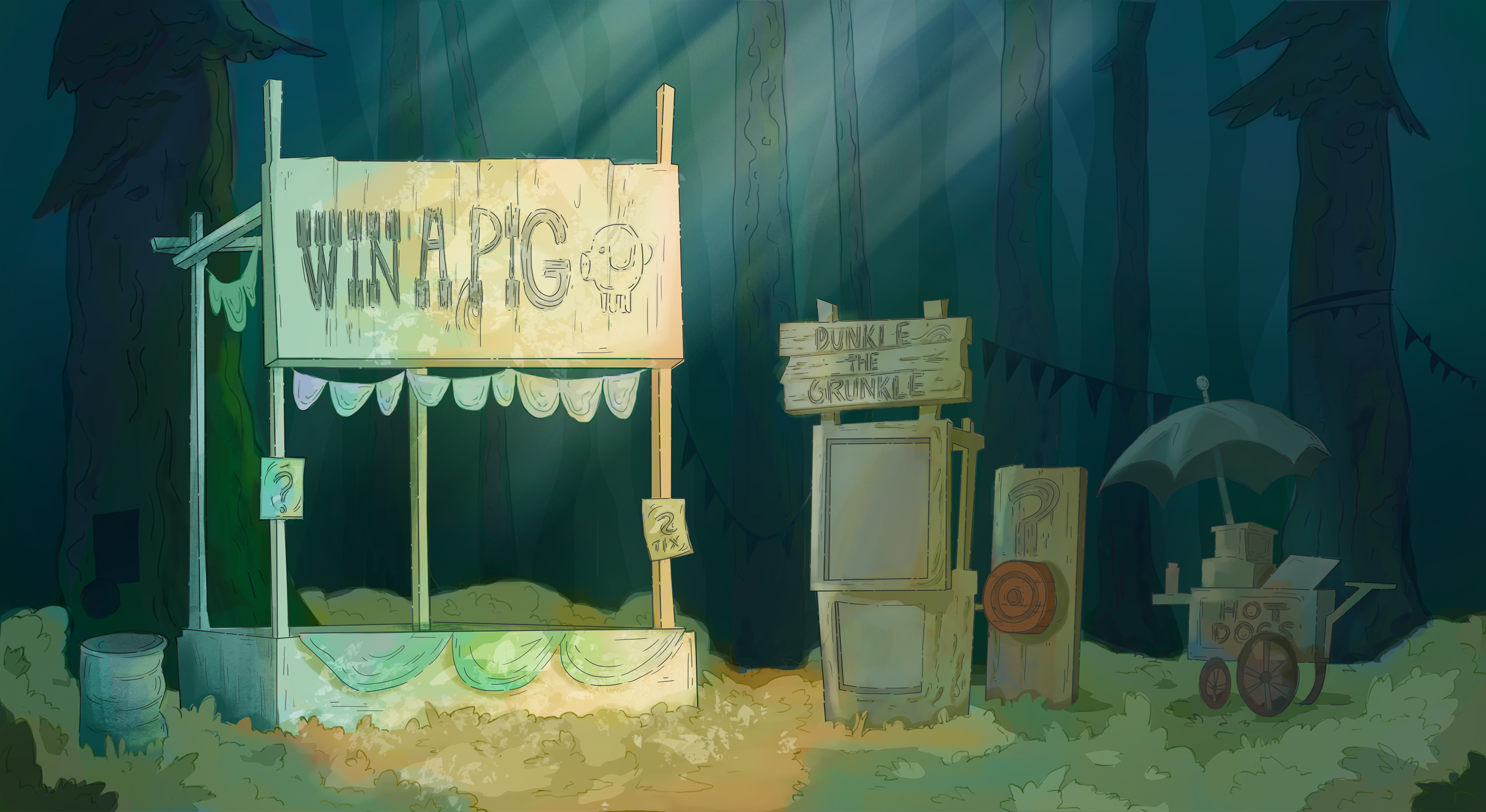 Wing a Pig Background Painting