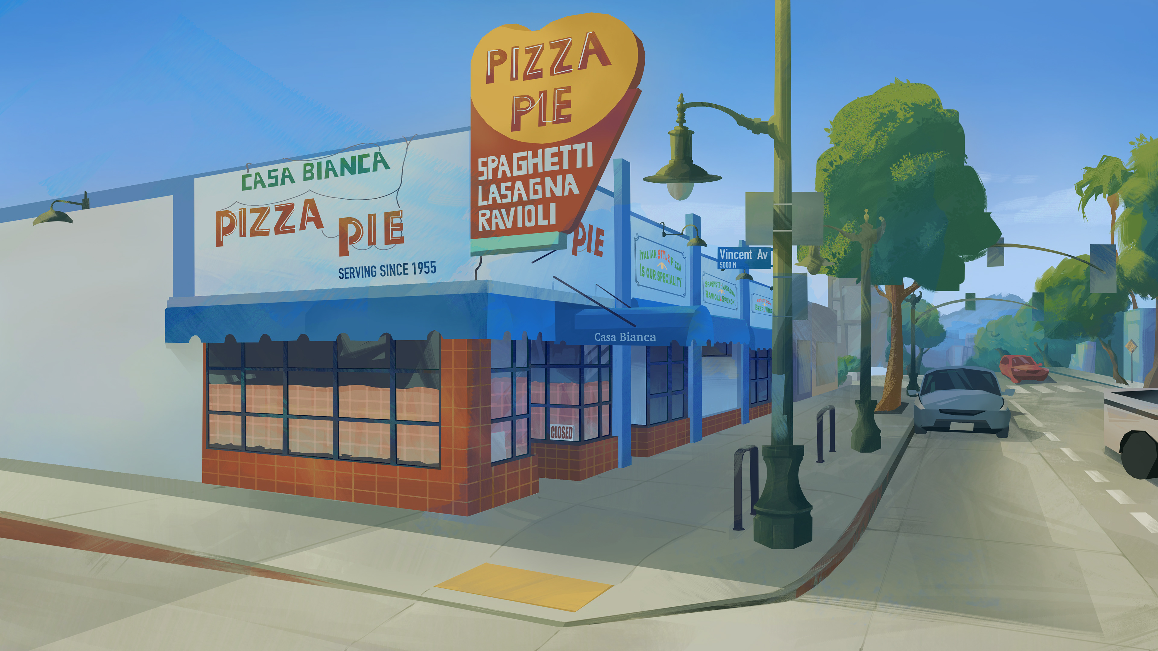 Casa Bianca Pizza Pie Background Painting Day