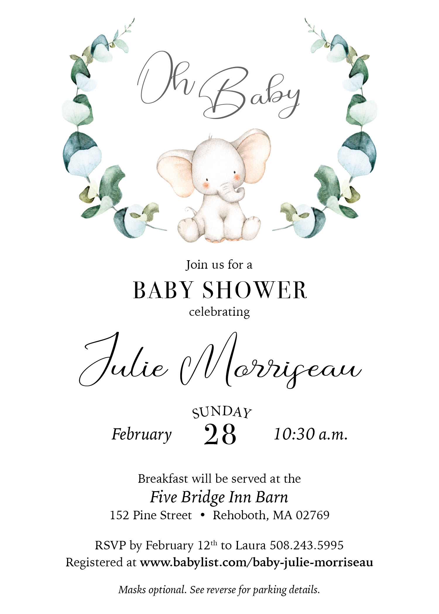 Elephant Baby Shower Invitation