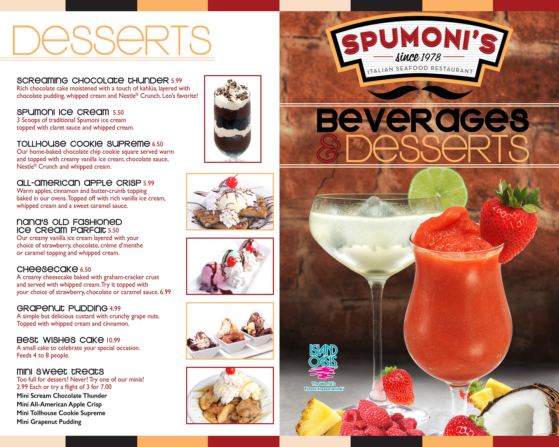 Spumoni's Folded Menu Outside