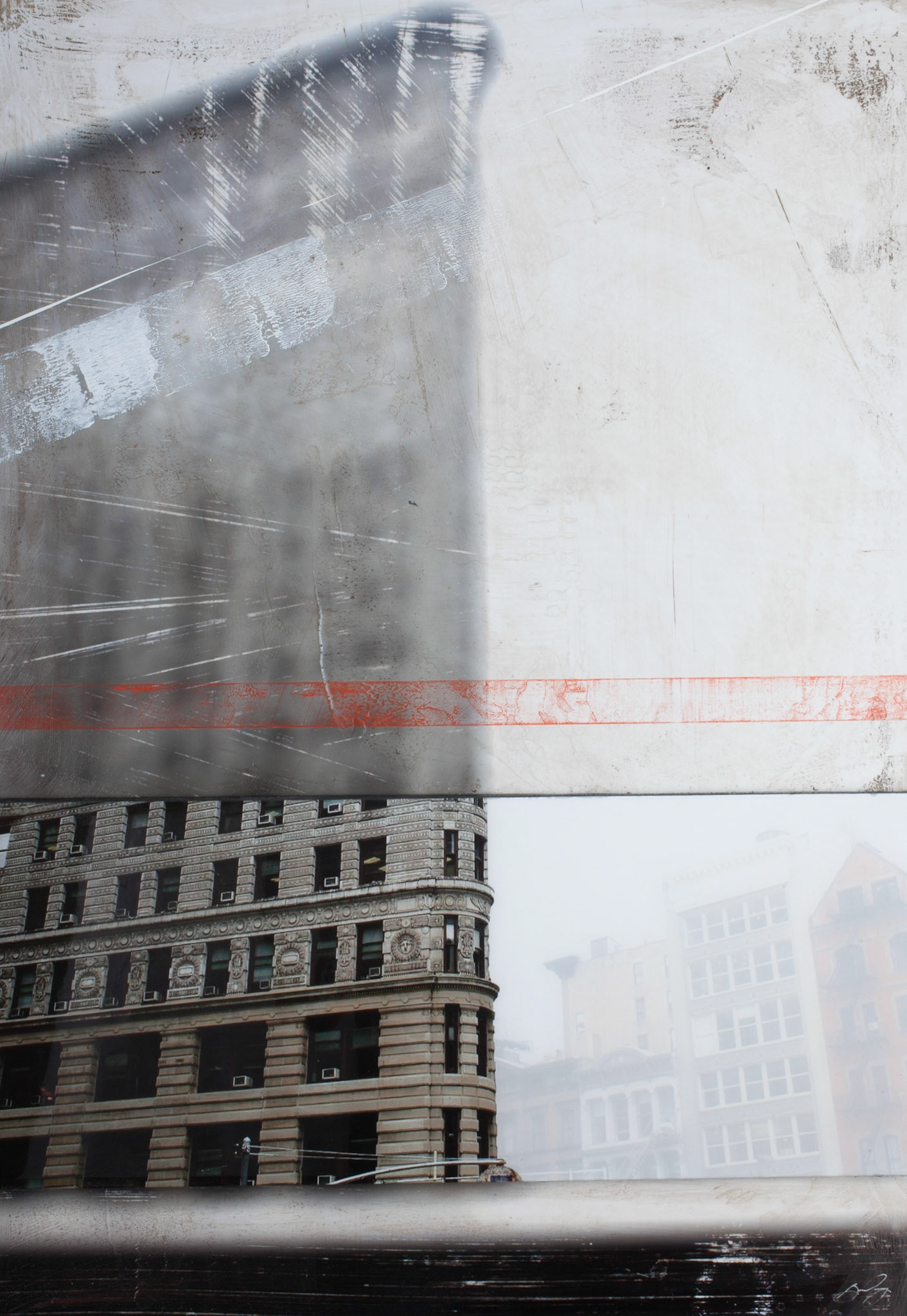 Iconic Flat Iron building in New York abstraction mixed media