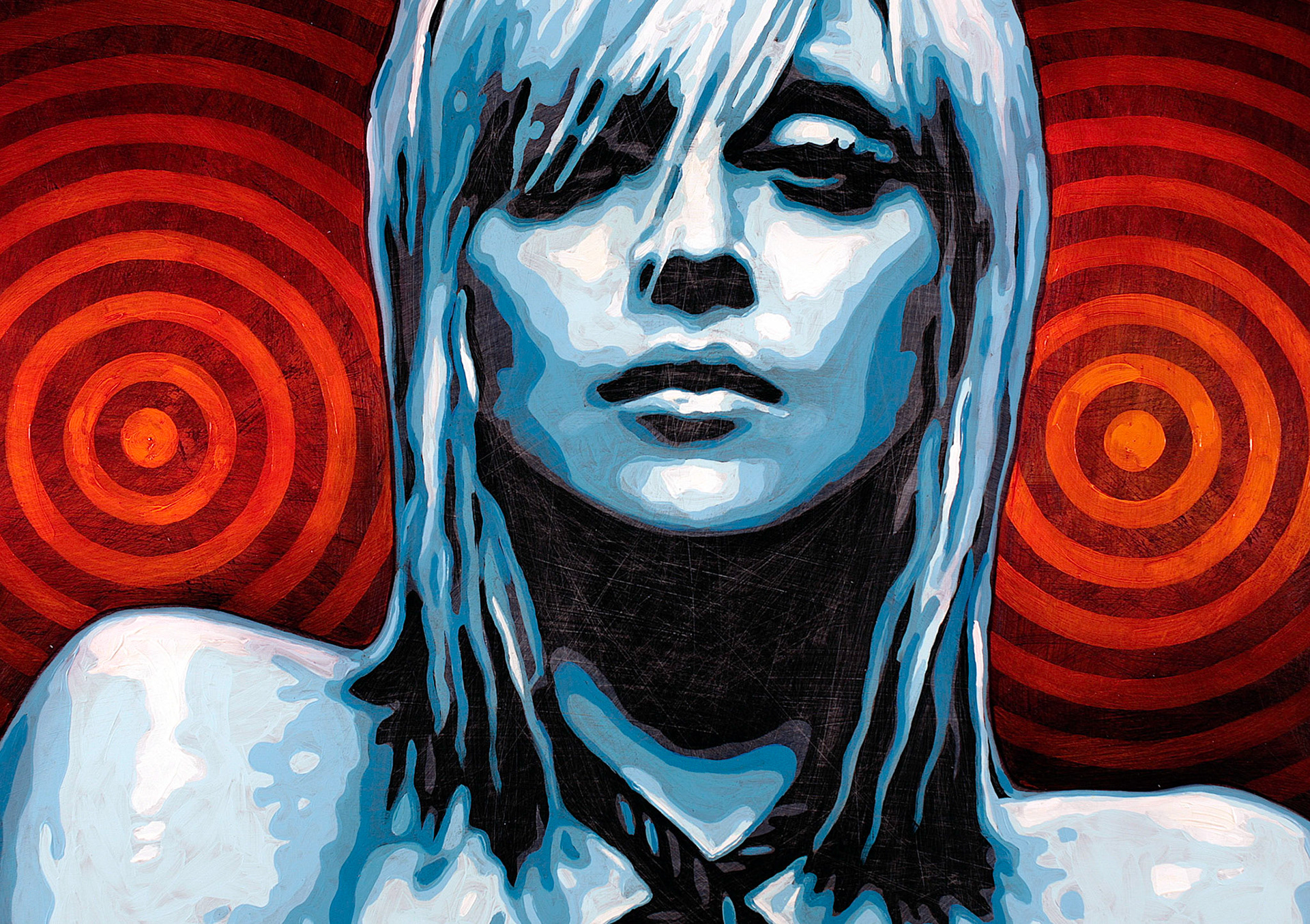 Madonna painting based off Warhol style minimalism. Subtle tension created with cool vs warm tones