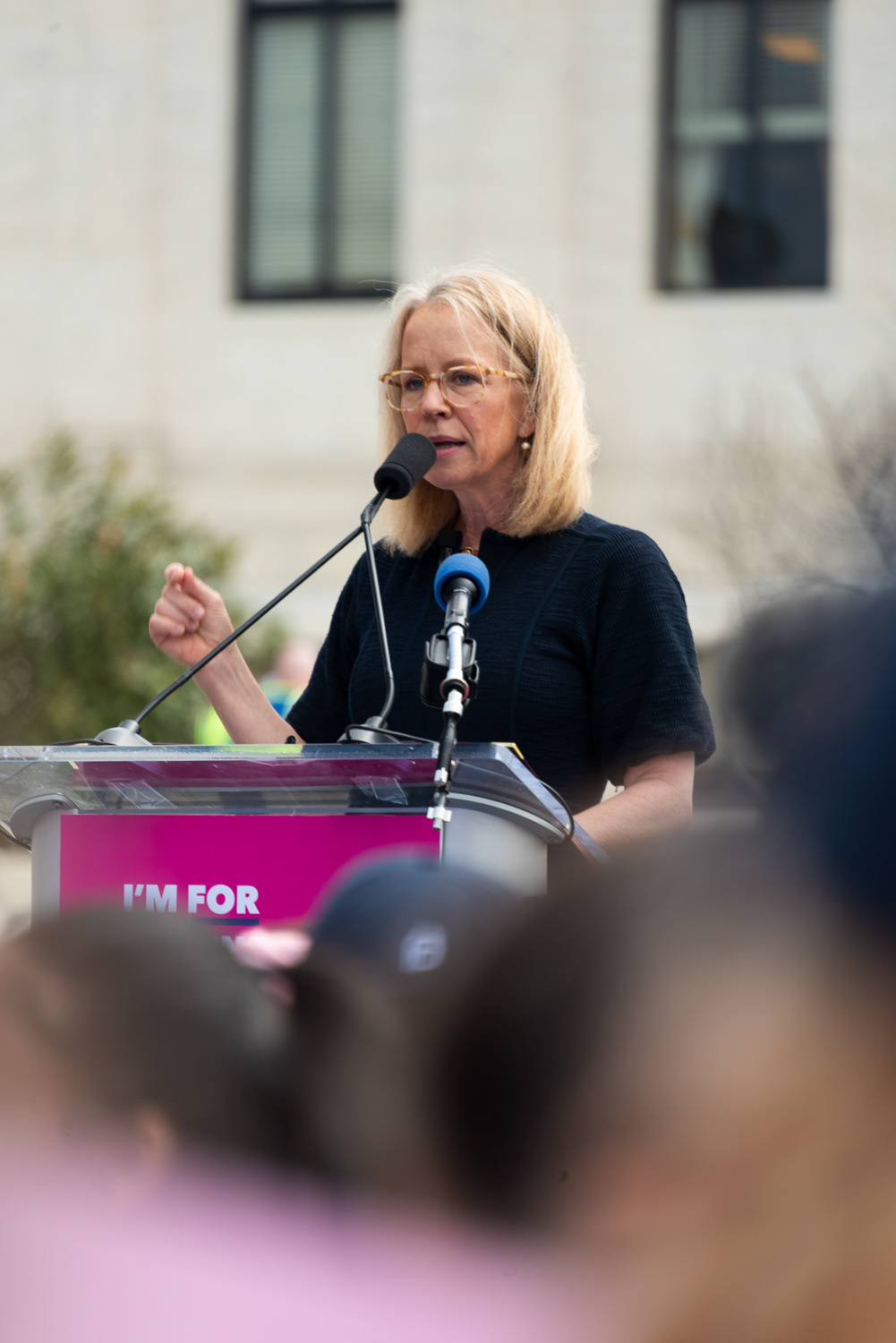 Rep. Kelly Morrison of Minnesota, OBGYN, speaking at the rally for patient rights.