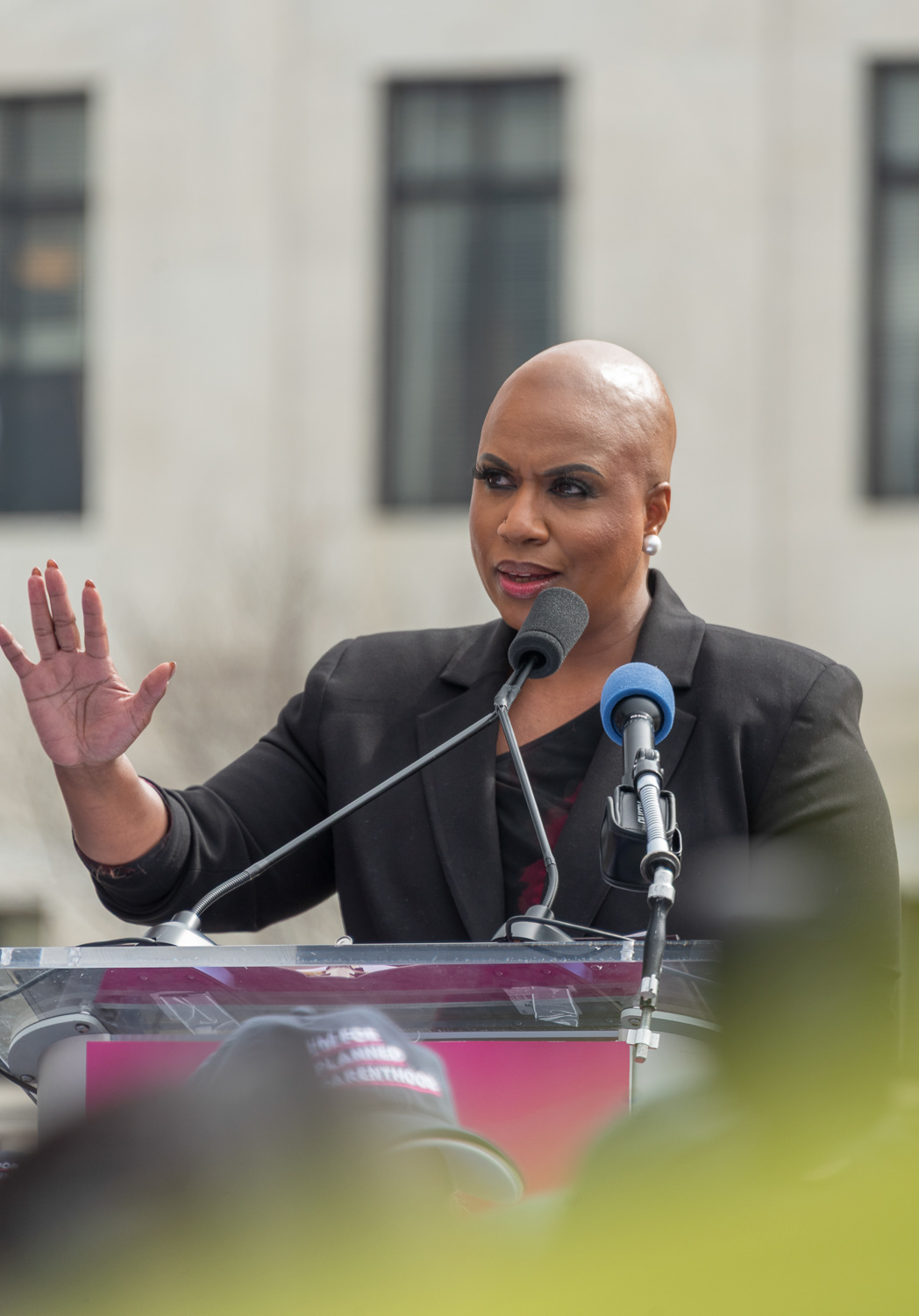 Rep. Ayanna Pressley of Massachussetts giving a moving speech at the rally in front of SCOTUS