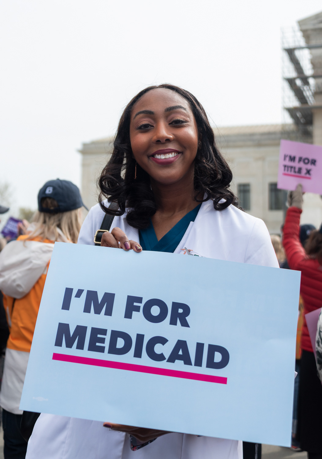 Dr. Ashley Jeanlus, OBGYN showing her support at the rally for patient rights.