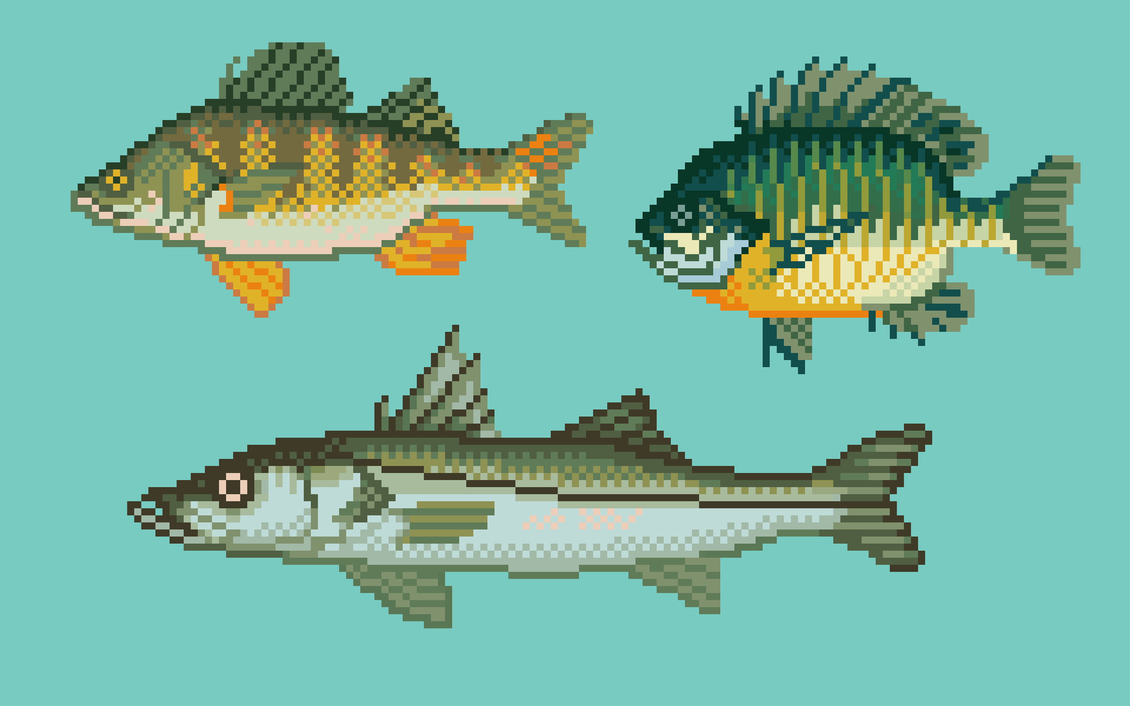 pixel fish native to North Carolina, digital