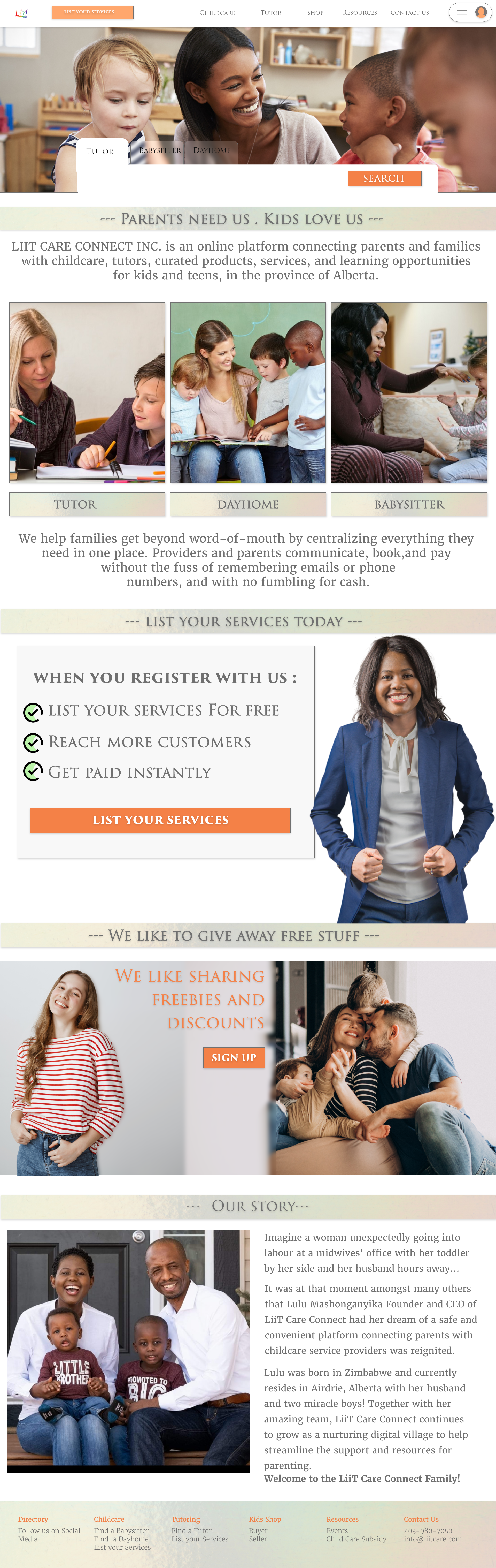 Home Page — Childcare platform homepage redesign