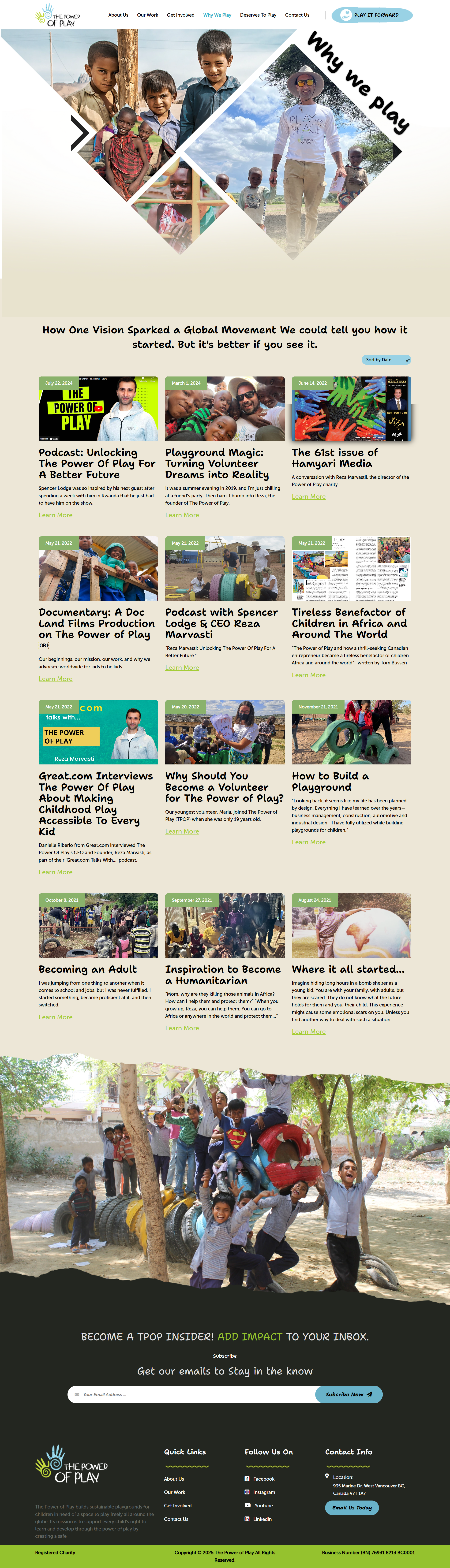 Why We Play — Mission and story page redesign