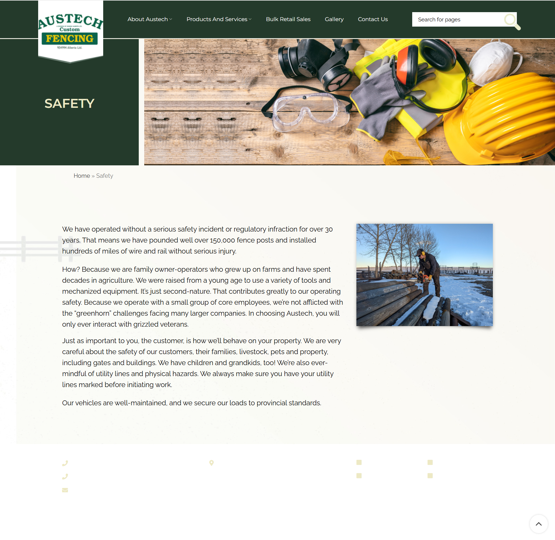 Company safety page design