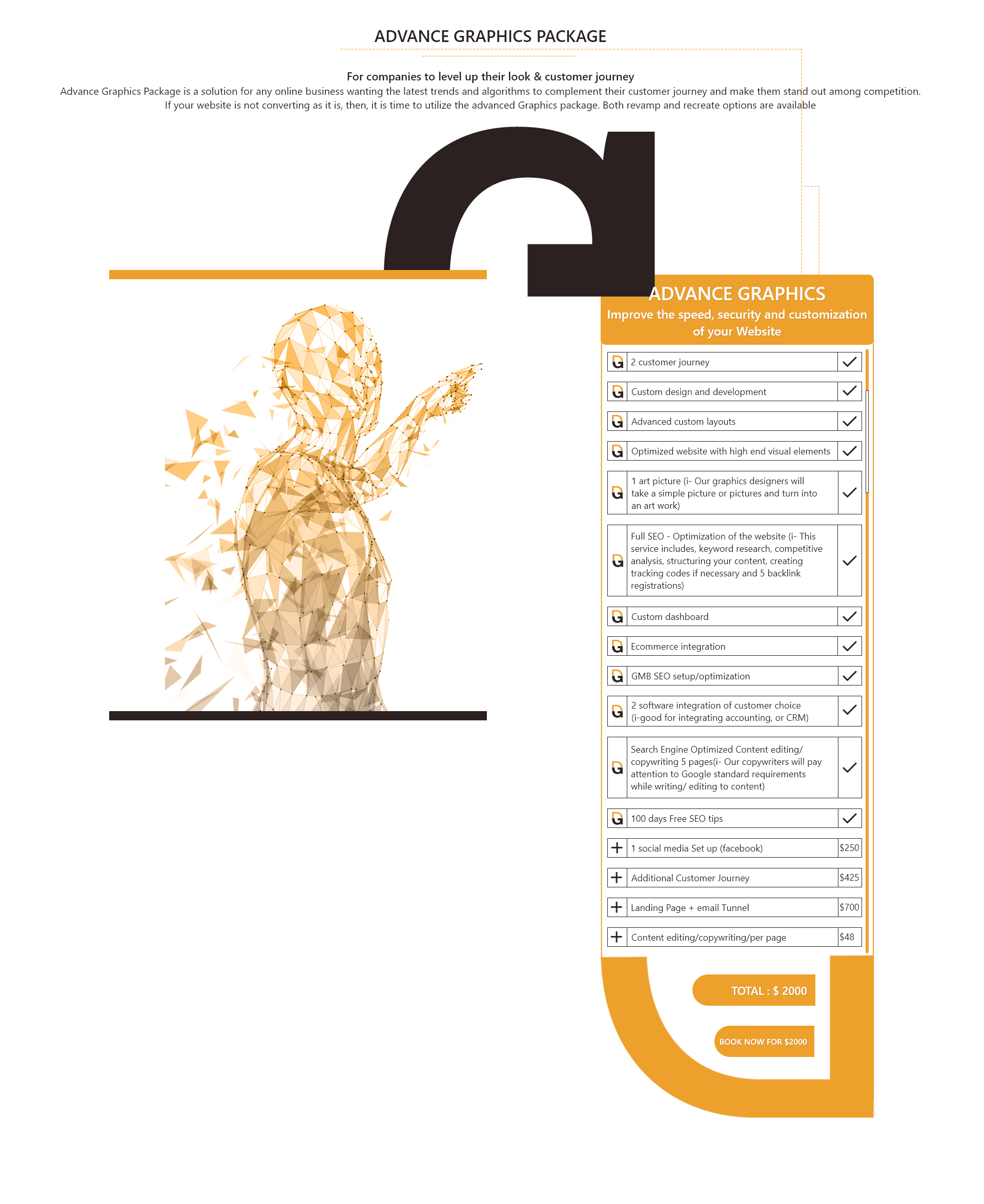 Advance Graphics Package — Premium service package page design