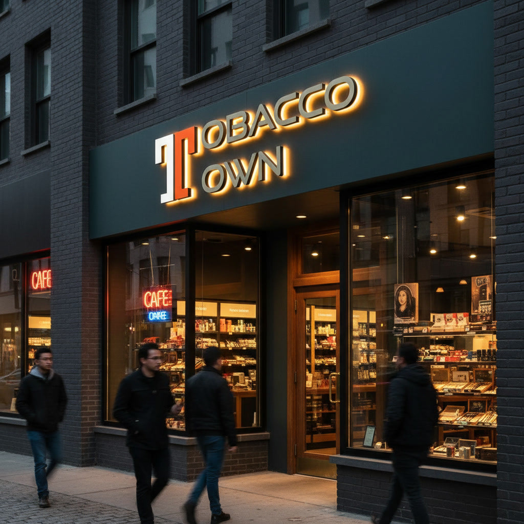Tobacco Town — Logo applied to retail storefront