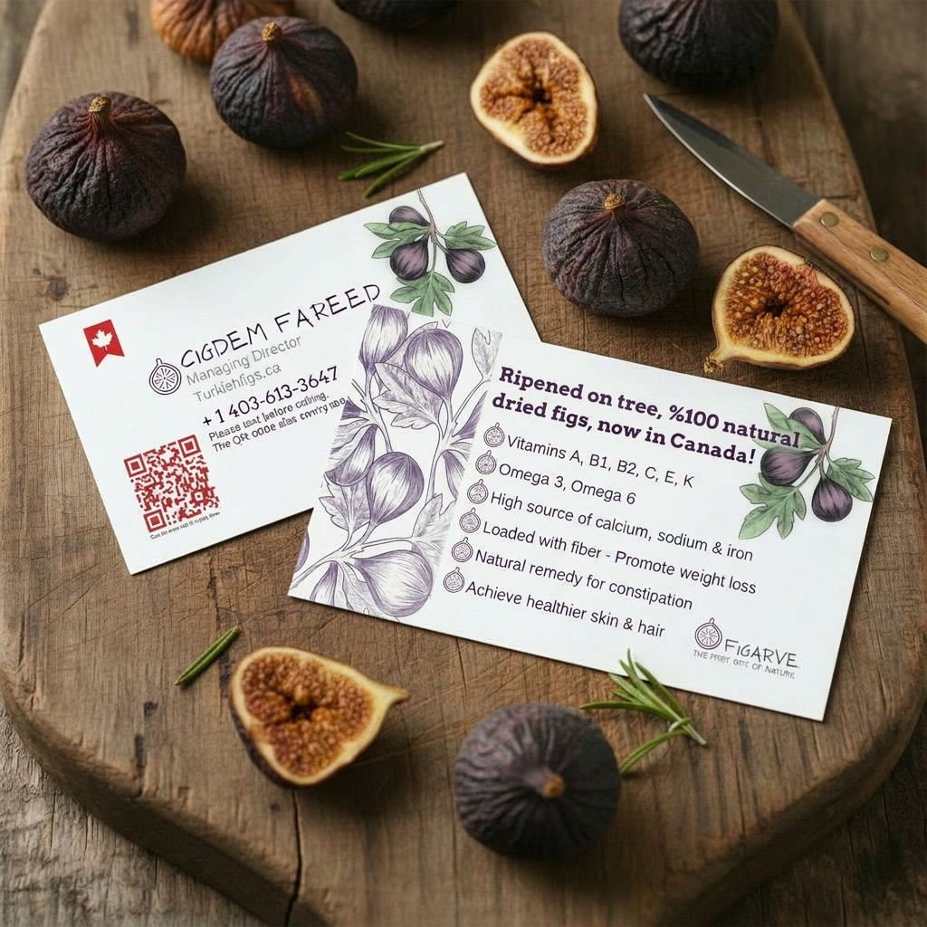 Turkish Figs — Business card flat lay