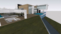 a motion through the pool to the upper balcony then the interior living room