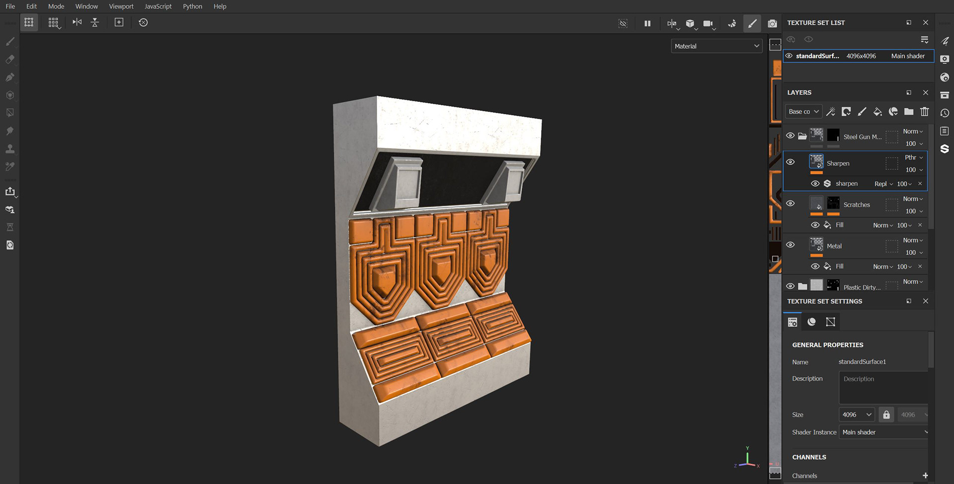 4x4 Wall Asset in Substance Painter