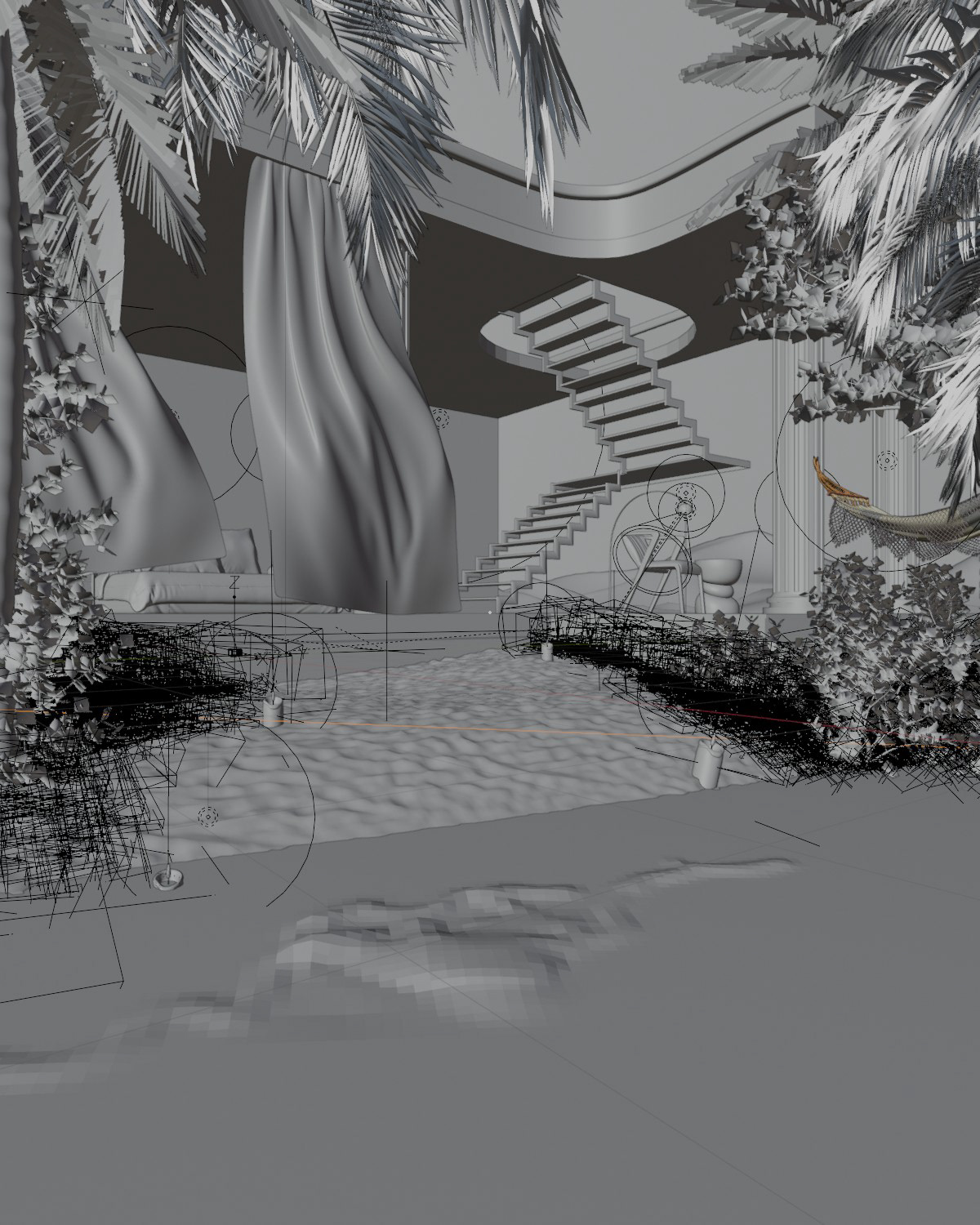 This image shows all the lighting I added in