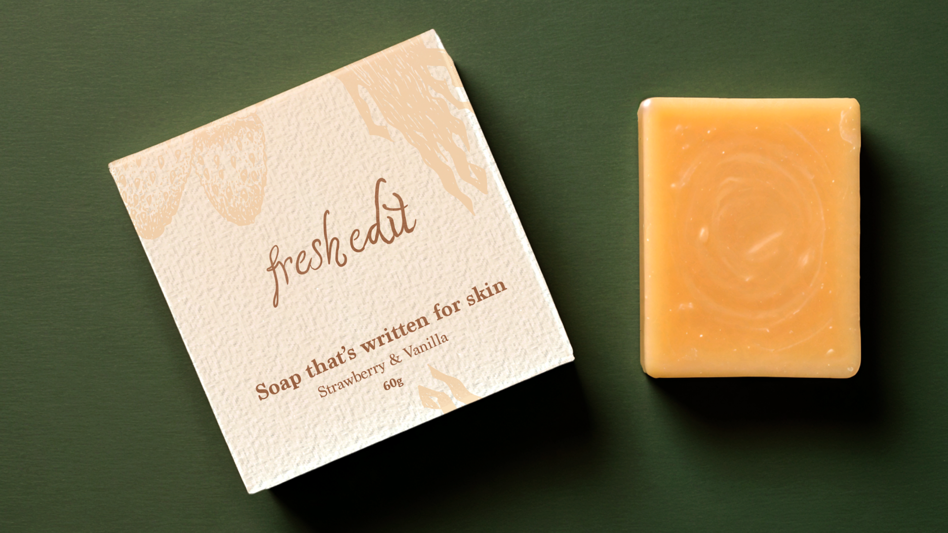 Strawberry & Vanilla Soap packaging mocked up