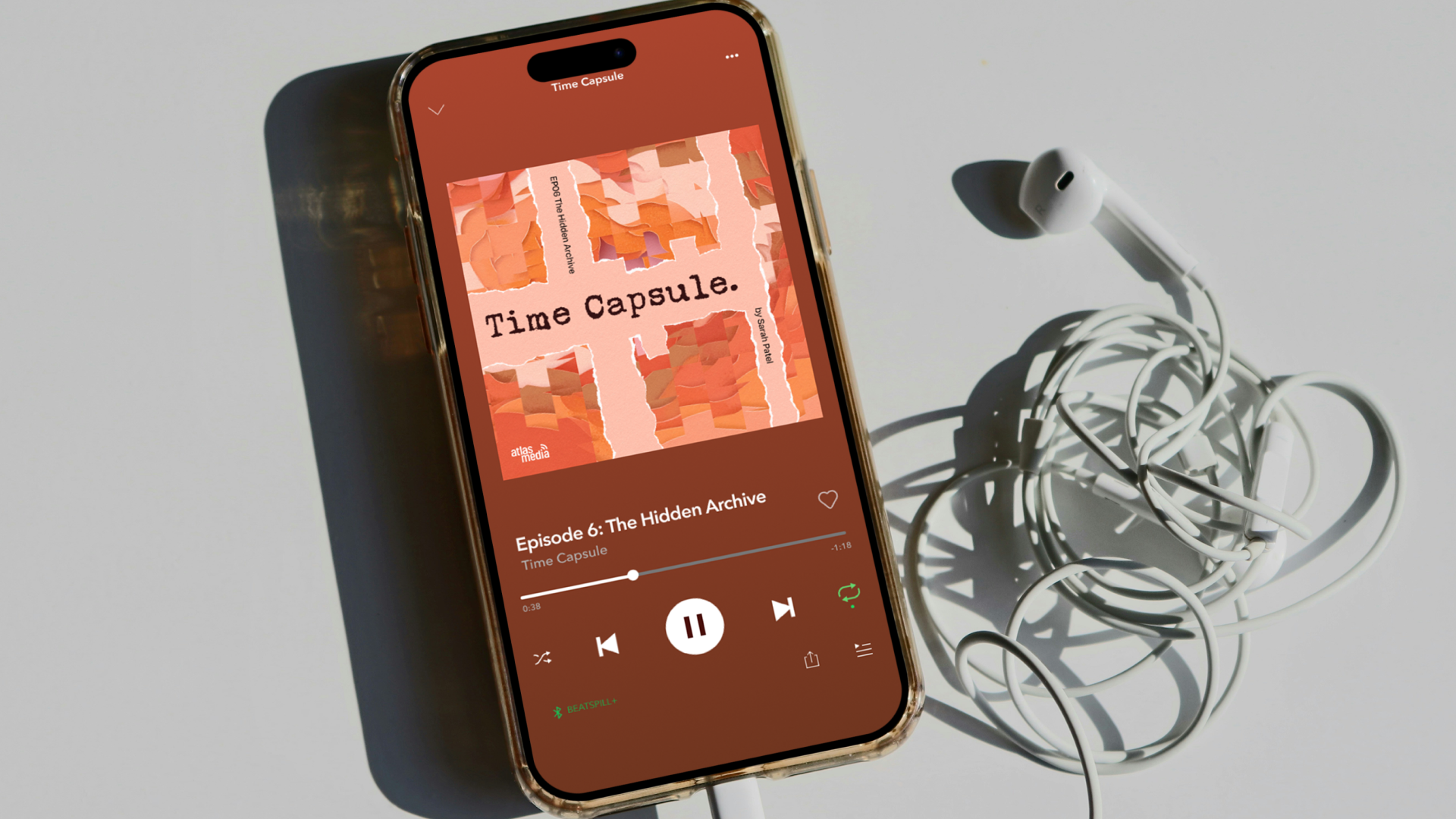 One of the Time Capsule episodes mocked up on the Spotify platform