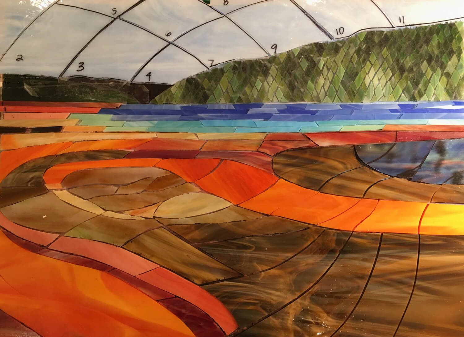 Adding a domed sky to reflect the sedimentation patterns in the water