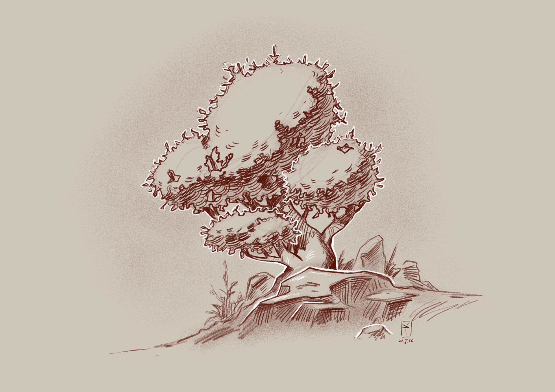 Tree, sketch, warmup
