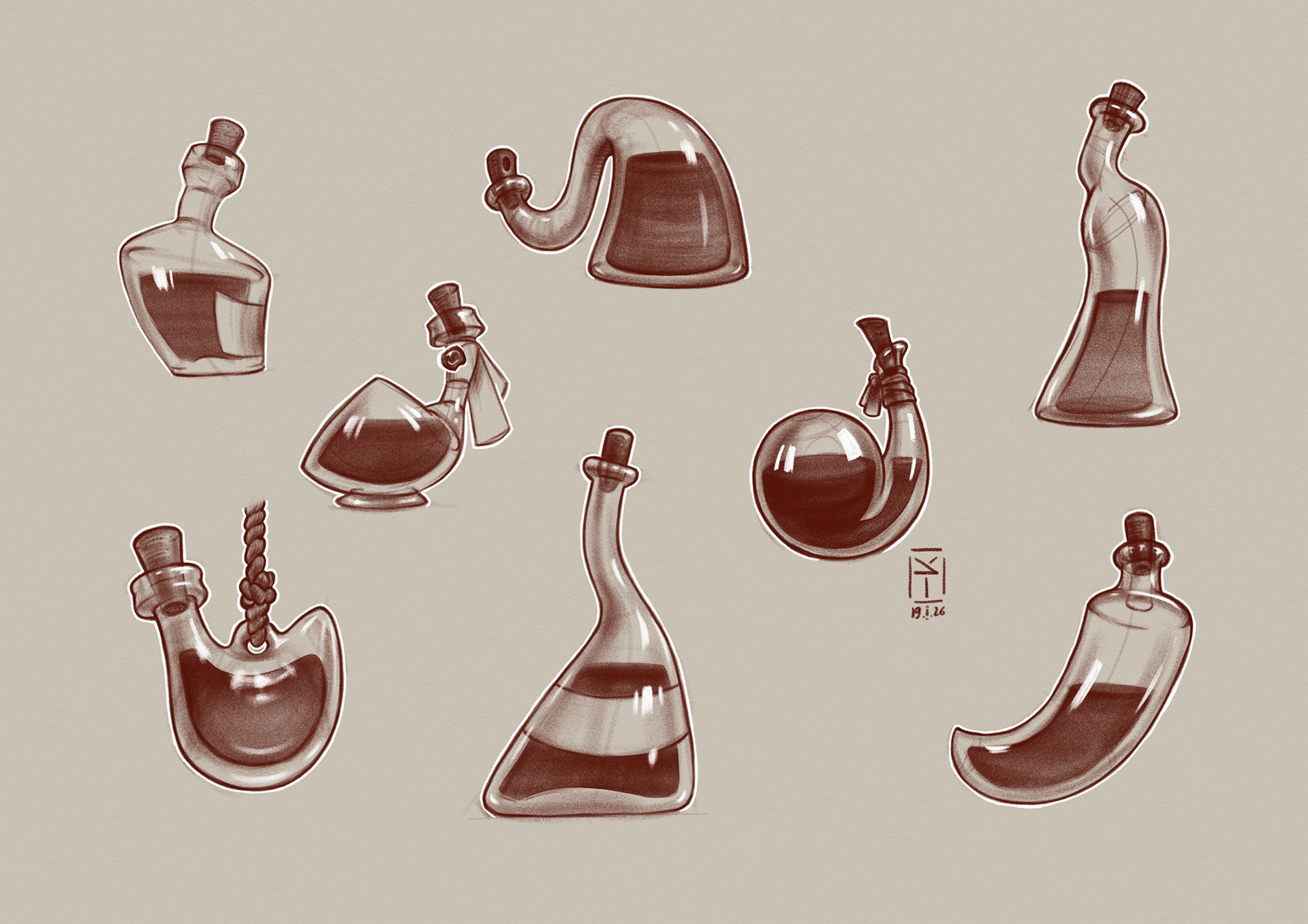 Bottles concept art sketch