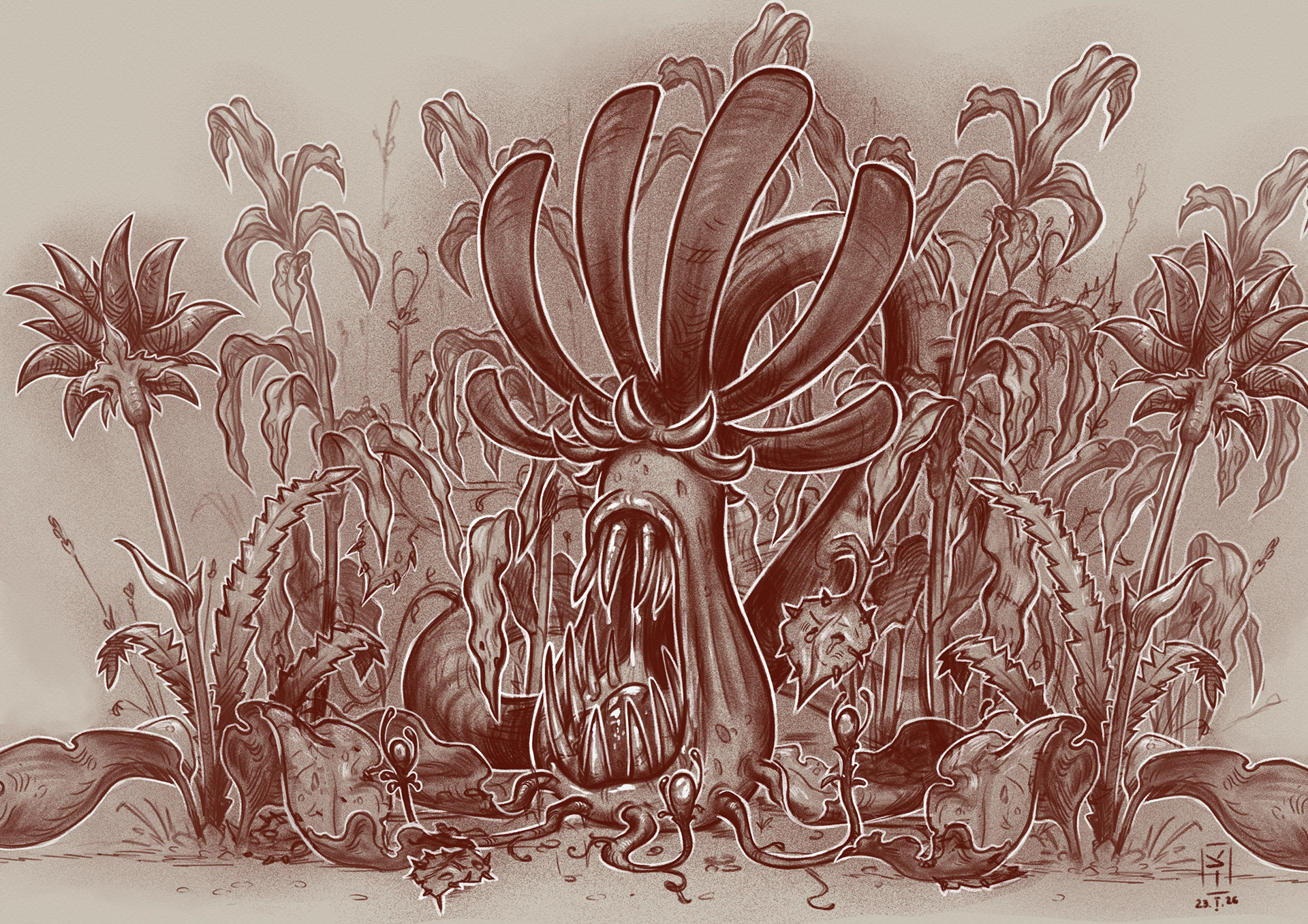 Wild plants, concept-art, sketching