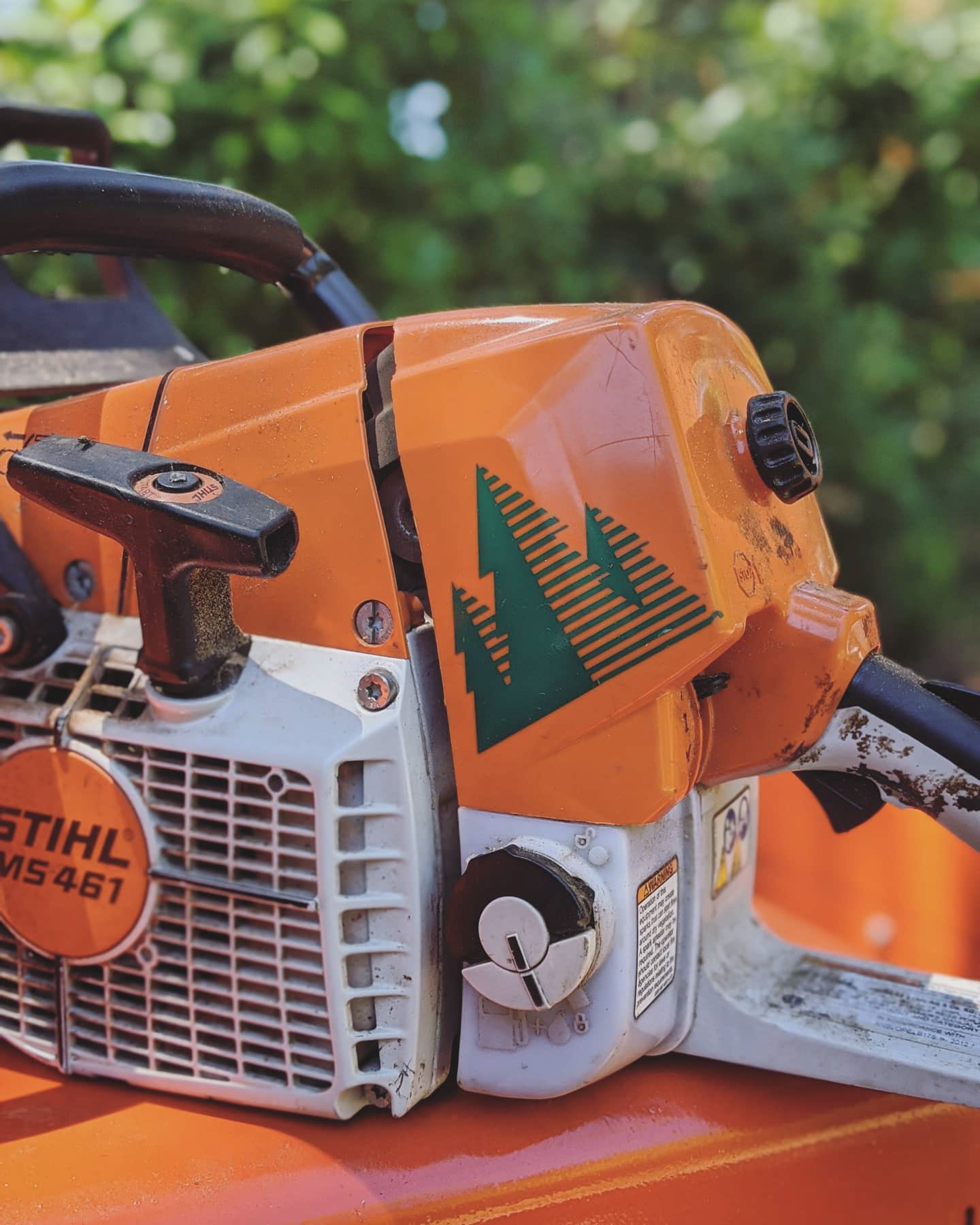 YFR logo sticker on chainsaw
