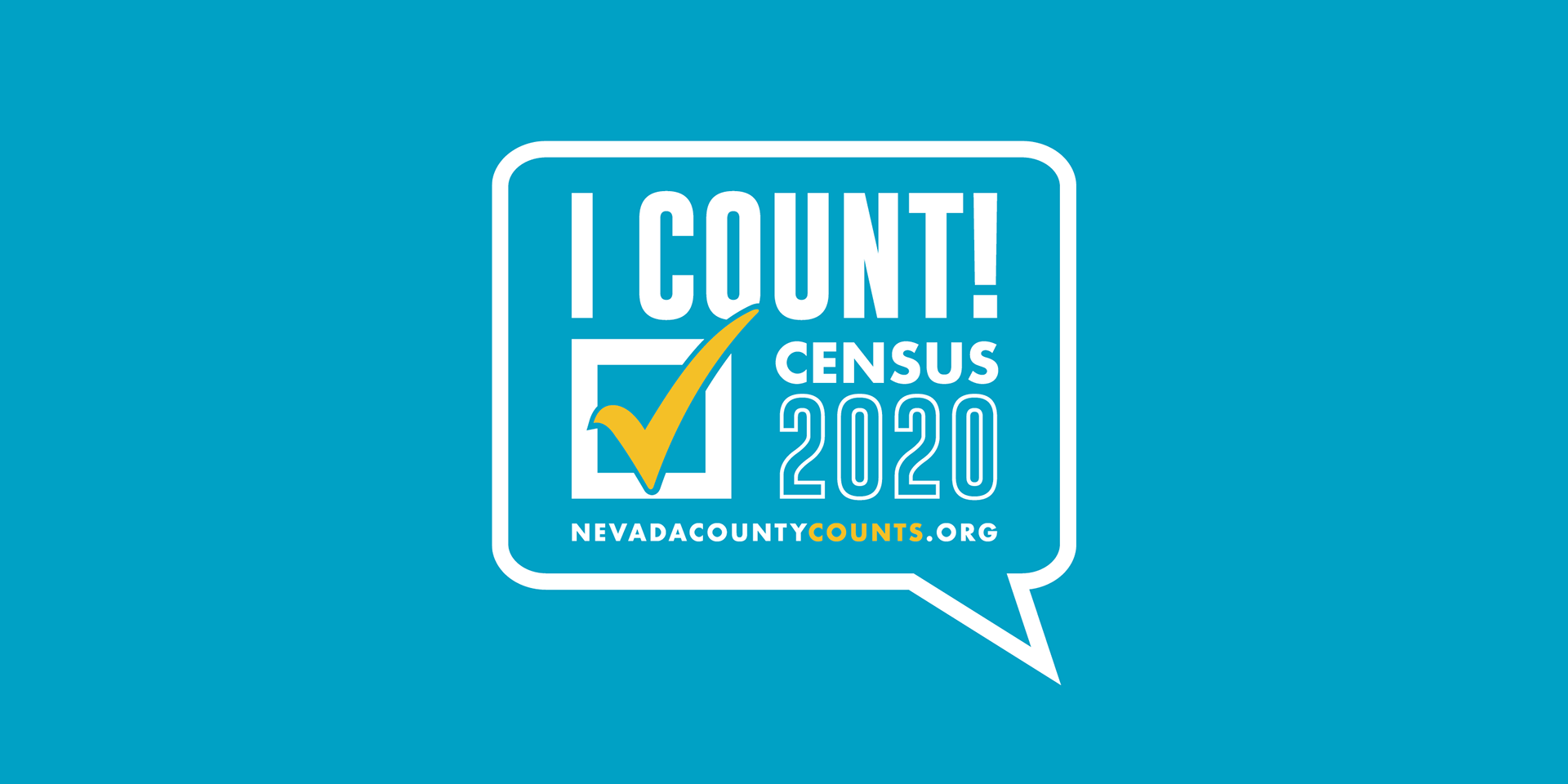 I Count! Census 2020 Logo | White & Yellow logo on blue