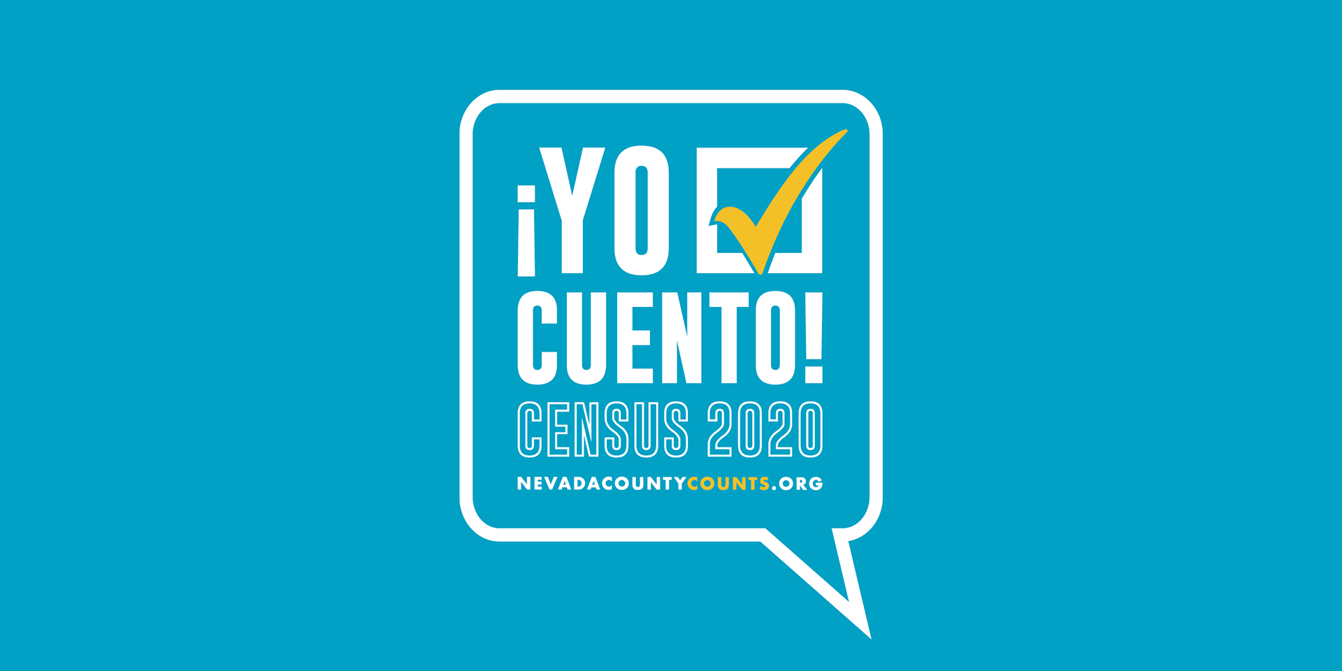 Yo Cuento! Census 2020 Logo | White & Yellow on blue