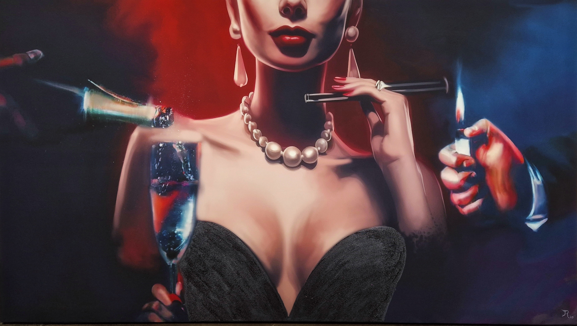 CHAMPAGNE 180x95 cm (Airbrush and Acrylic)