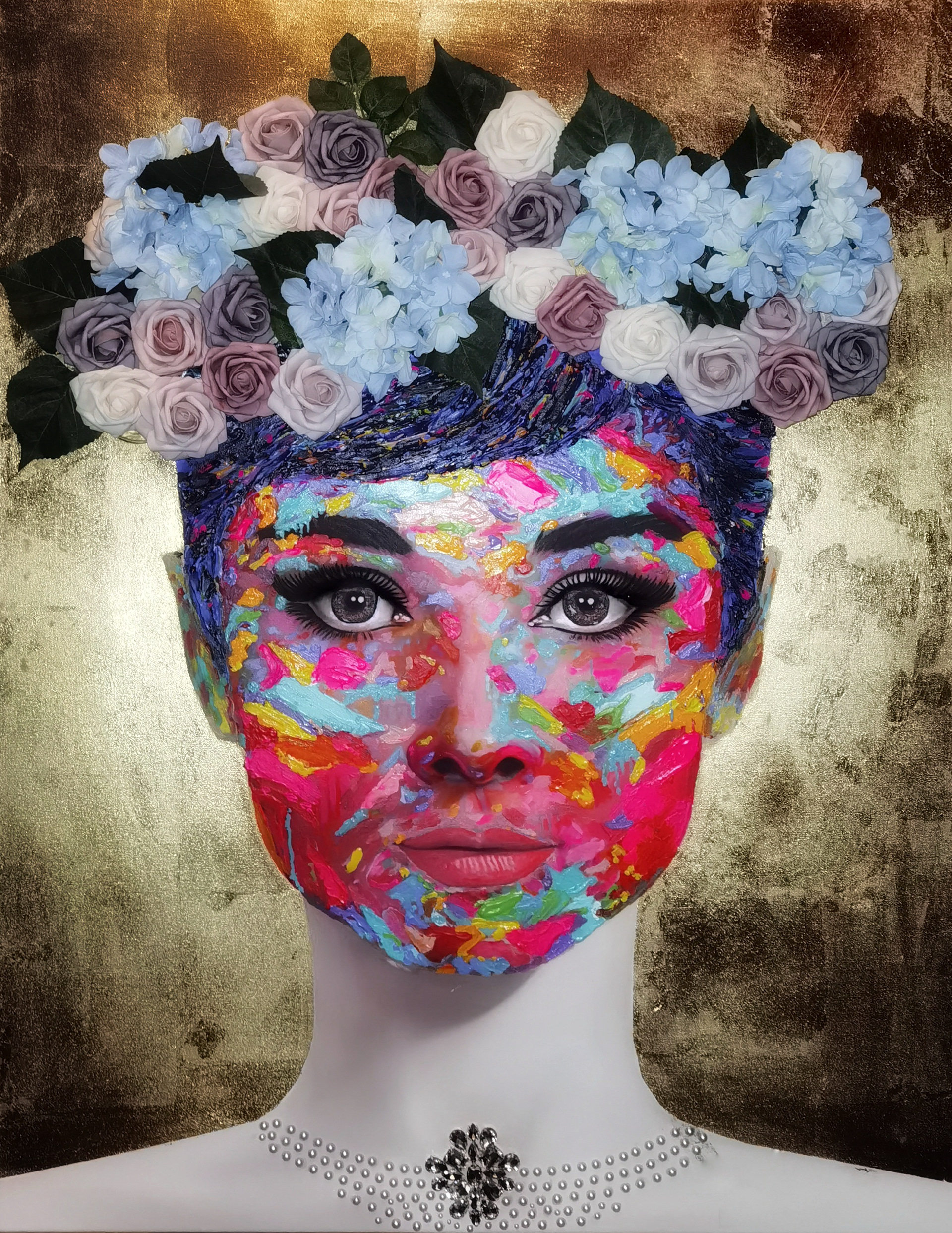 Audrey 100x75 cm Acryl and Gold on Canvas