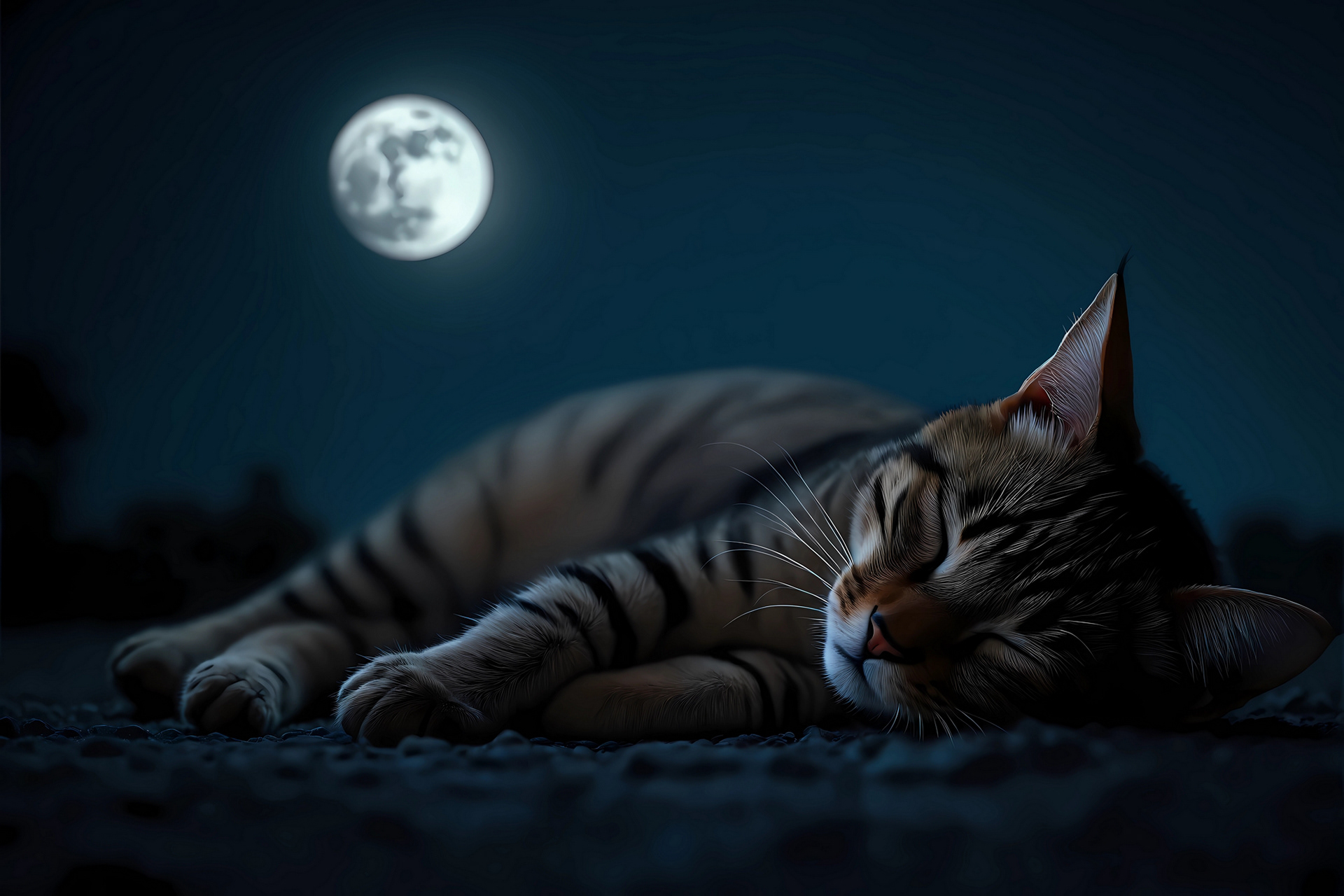 Gato bajo la luna